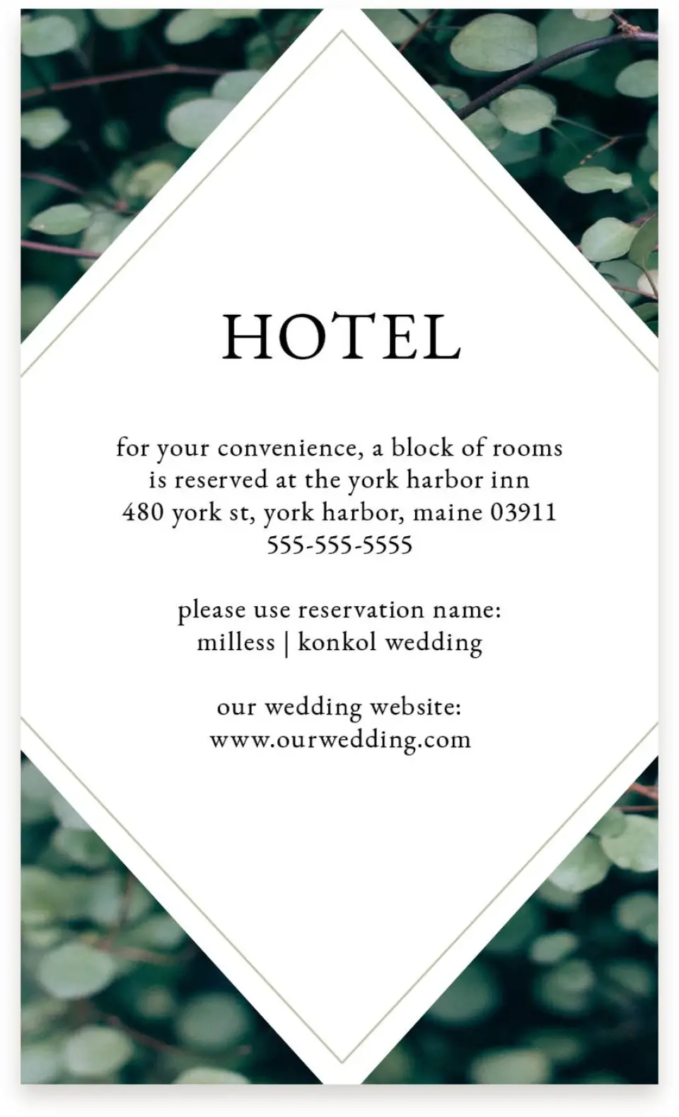 This is a  4" x 6.75" Enclosure Cards (Pocket Invitation) called Vogue Vineyard printed in full color with Silver foil on Luxe Satin (coated) paper