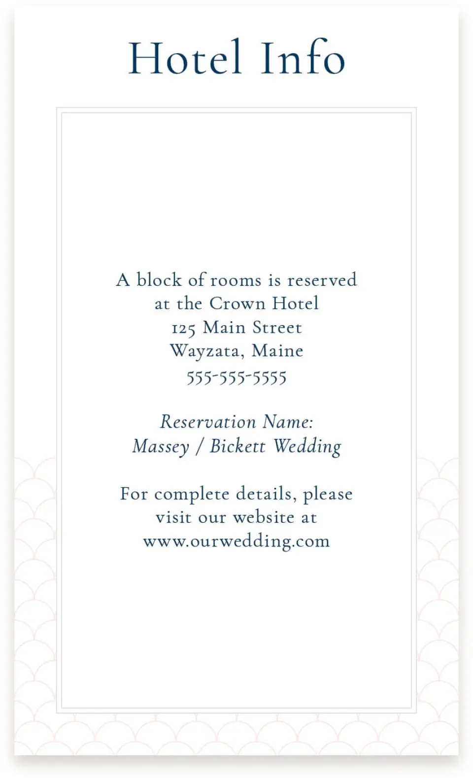 This is a  4" x 6.75" Enclosure Cards (Pocket Invitation) called Simply Scalloped printed in full color on Premium Smooth paper