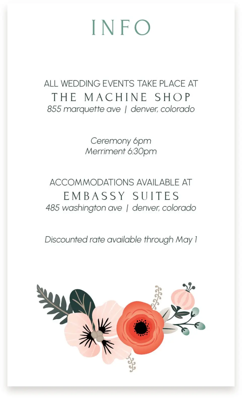 This is a  4" x 6.75" Enclosure Cards (Pocket Invitation) called Modern Wreath printed in full color with Silver foil on Luxe Satin (coated) paper