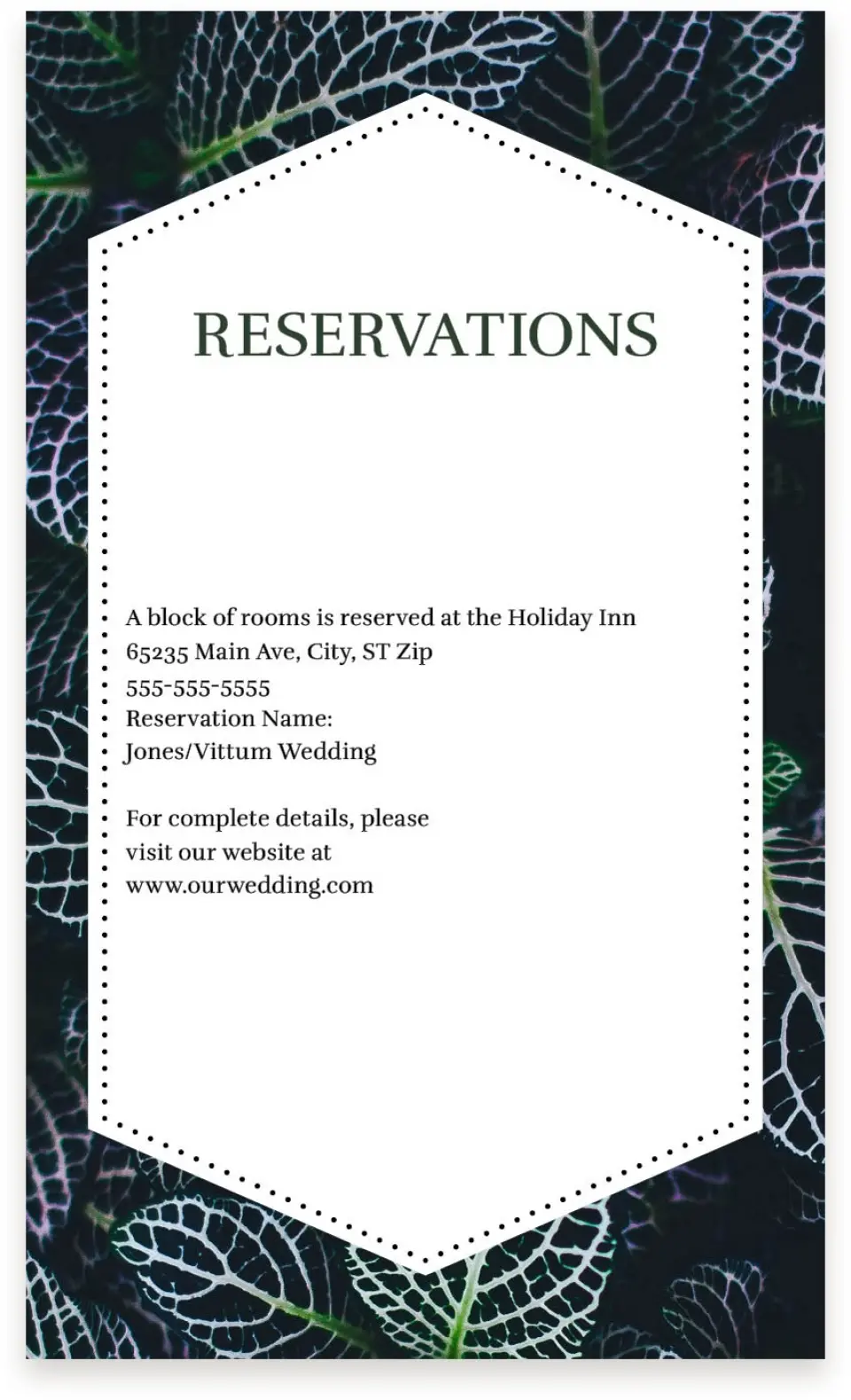 This is a  4" x 6.75" Enclosure Cards (Pocket Invitation) called Enchanted Garden printed in full color with Silver foil on Luxe Satin (coated) paper