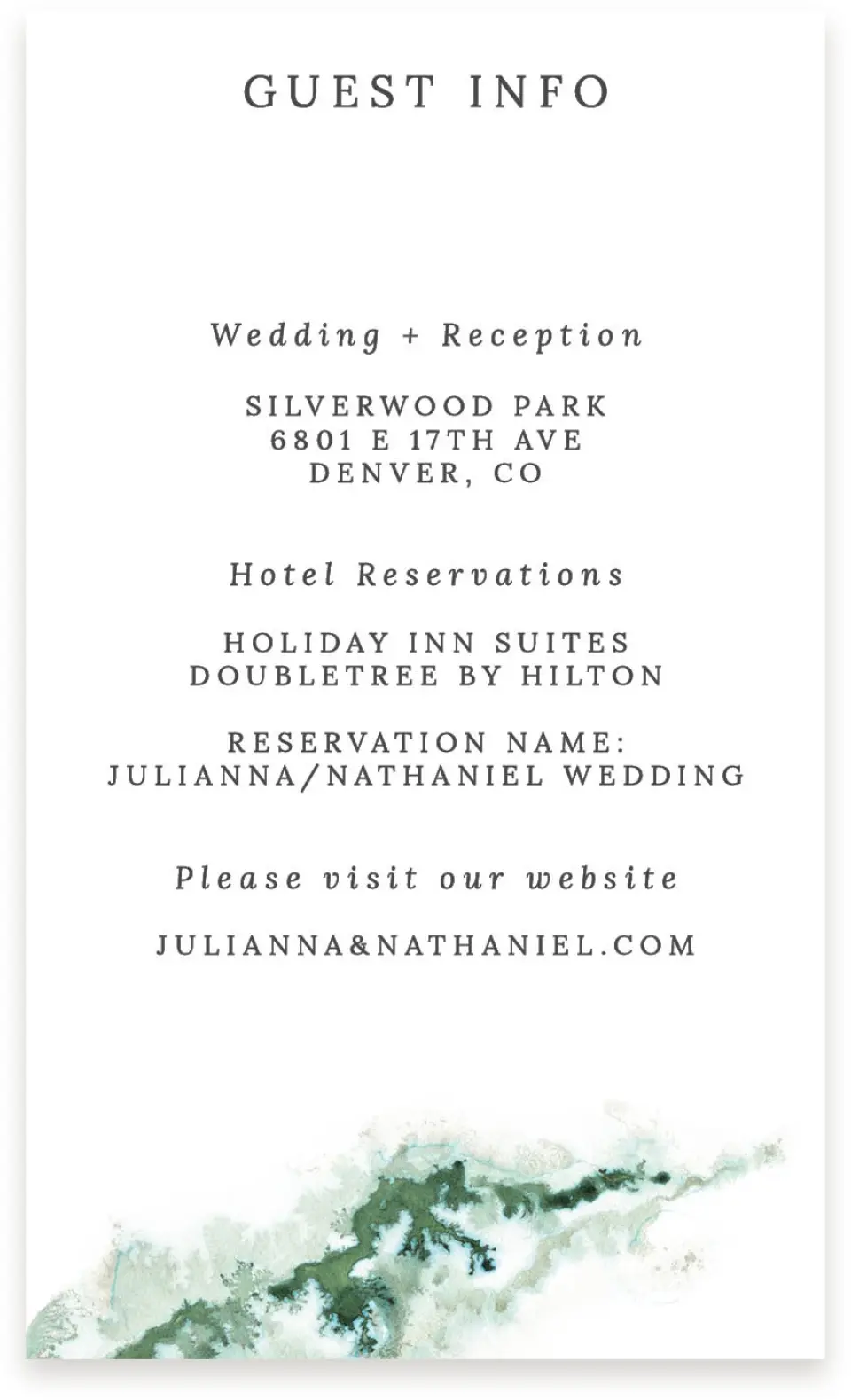 This is a  4" x 6.75" Enclosure Cards (Pocket Invitation) called Ethereal Pool printed in full color on Premium Smooth paper