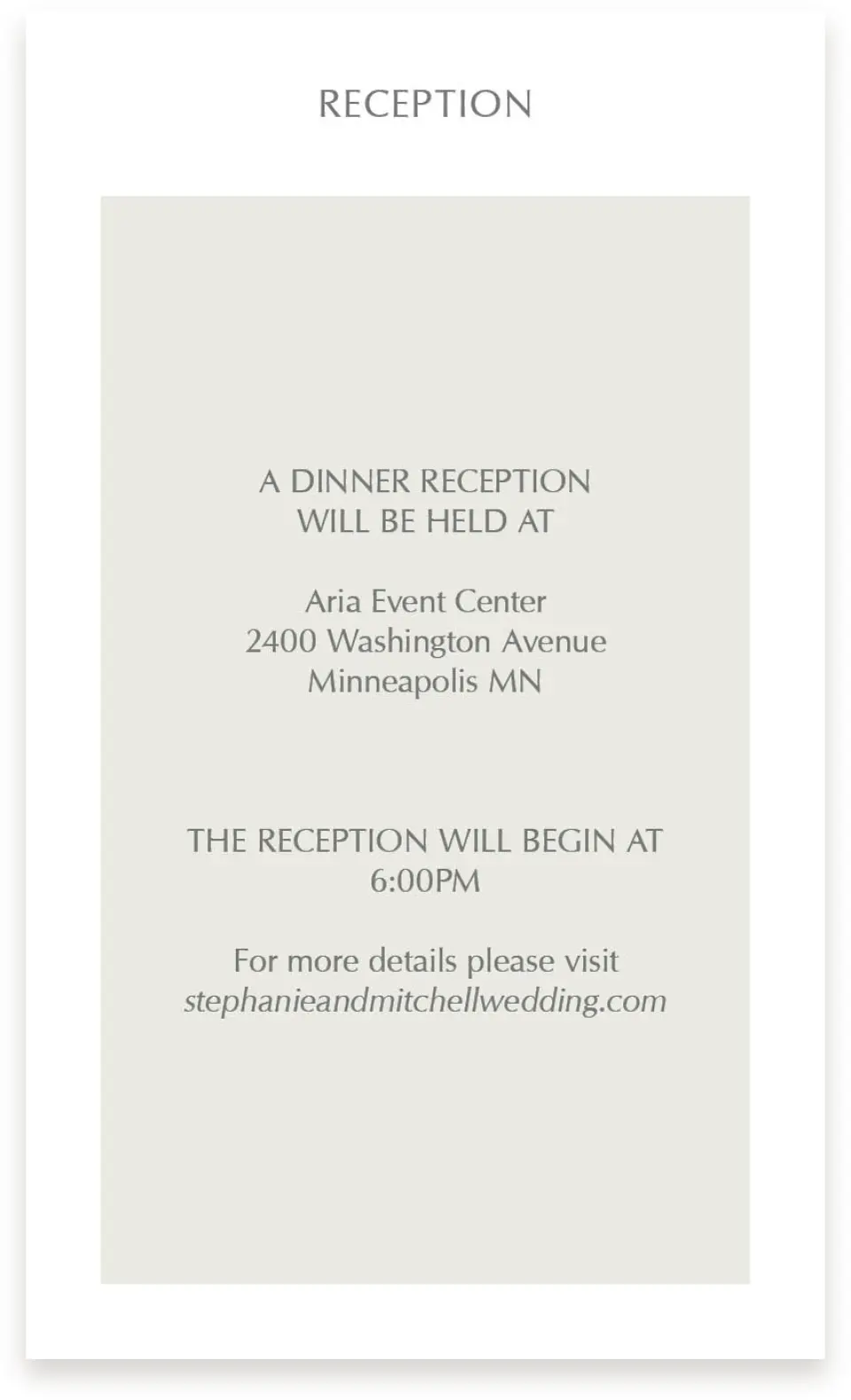 This is a  4" x 6.75" Enclosure Cards (Pocket Invitation) called Exquisitely Simple printed in full color on Premium Smooth paper
