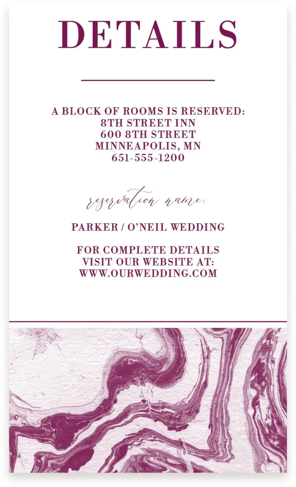 This is a  4" x 6.75" Enclosure Cards (Pocket Invitation) called Marble Mystique printed in full color on Premium Smooth paper