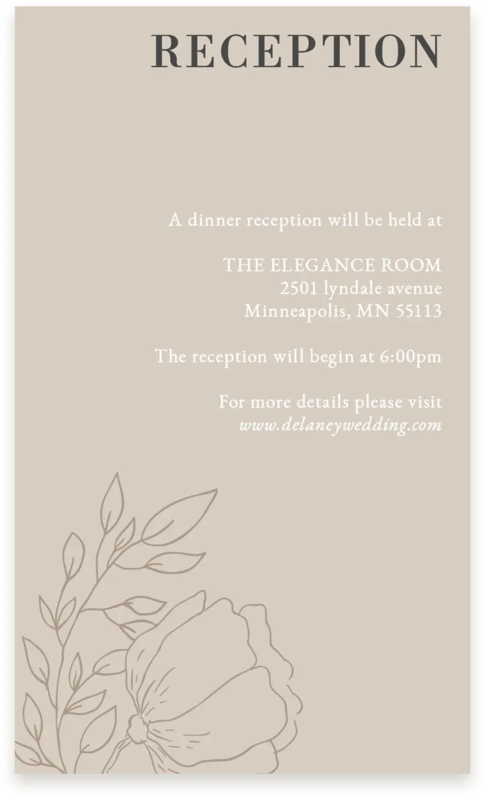 This is a  4" x 6.75" Enclosure Cards (Pocket Invitation) called Delicate Splendor printed in full color on Premium Smooth paper