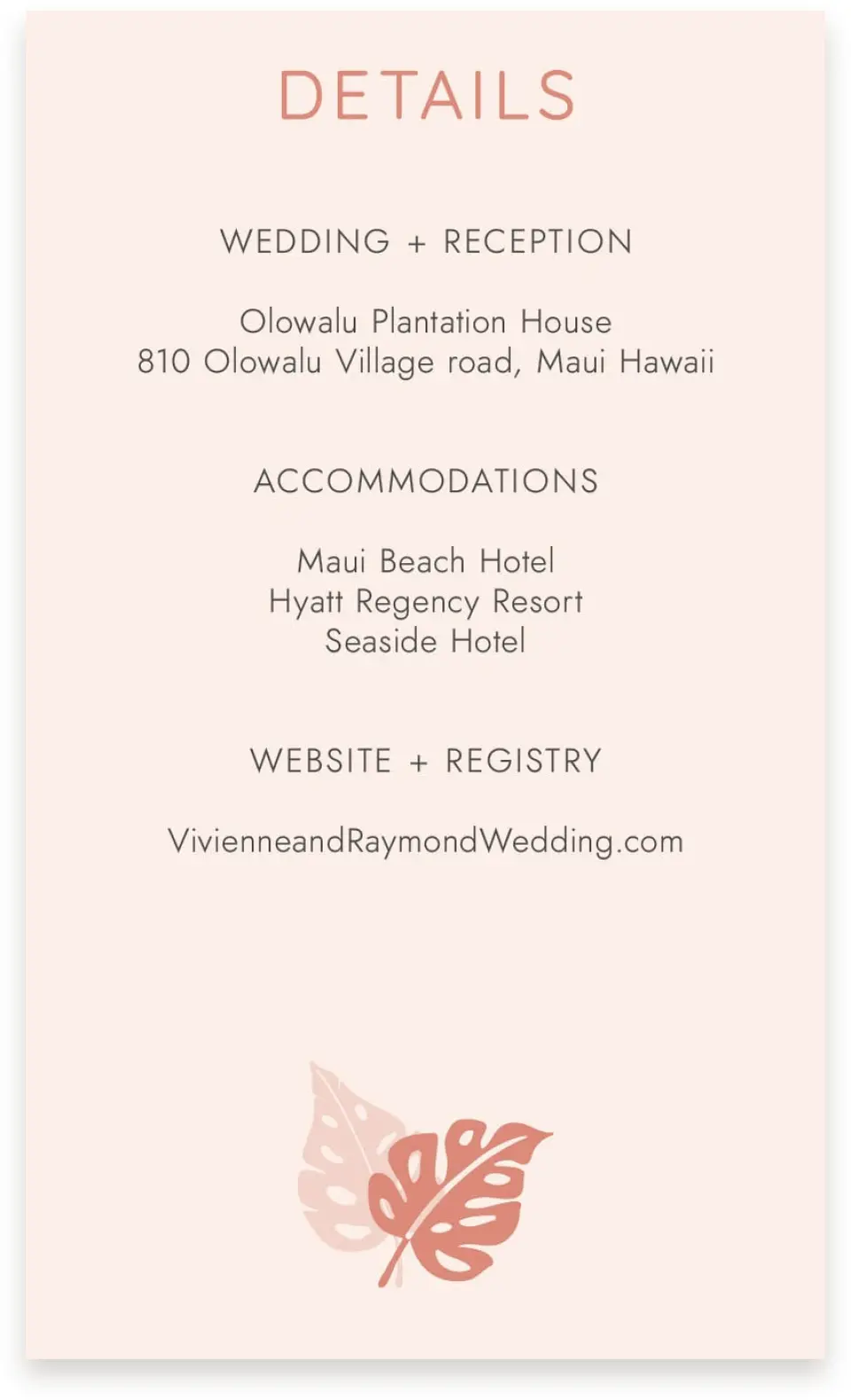 This is a  4" x 6.75" Enclosure Cards (Pocket Invitation) called Tropical Palms printed in full color on Premium Smooth paper