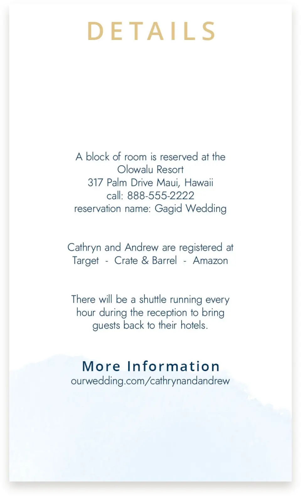 This is a  4" x 6.75" Enclosure Cards (Pocket Invitation) called Stamped Palms printed in full color on Premium Smooth paper