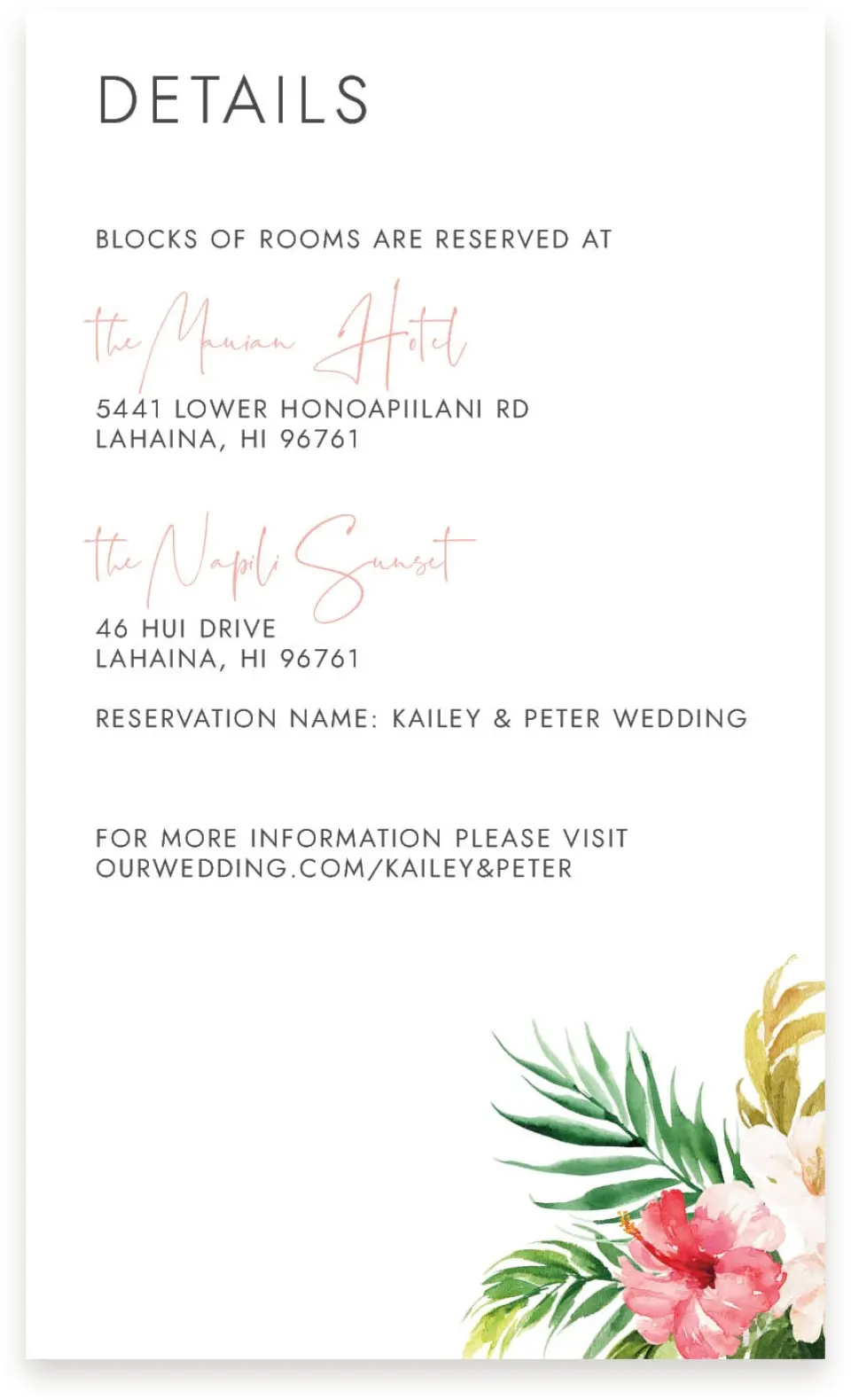 This is a  4" x 6.75" Enclosure Cards (Pocket Invitation) called Perfect Paradise printed in full color on Premium Smooth paper