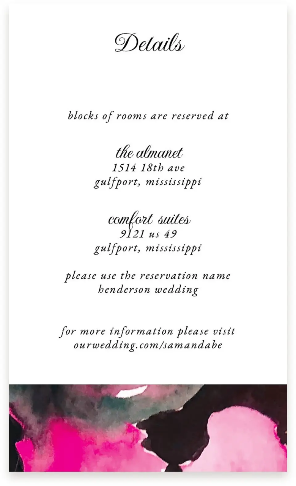 This is a  4" x 6.75" Enclosure Cards (Pocket Invitation) called Dark Blooms printed in full color on Premium Smooth paper