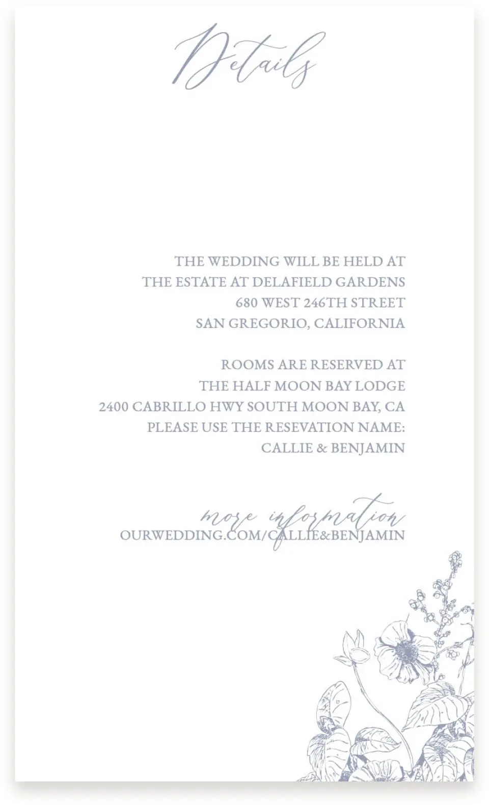This is a  4" x 6.75" Enclosure Cards (Pocket Invitation) called Gentle Bouquet printed in full color on Premium Smooth paper