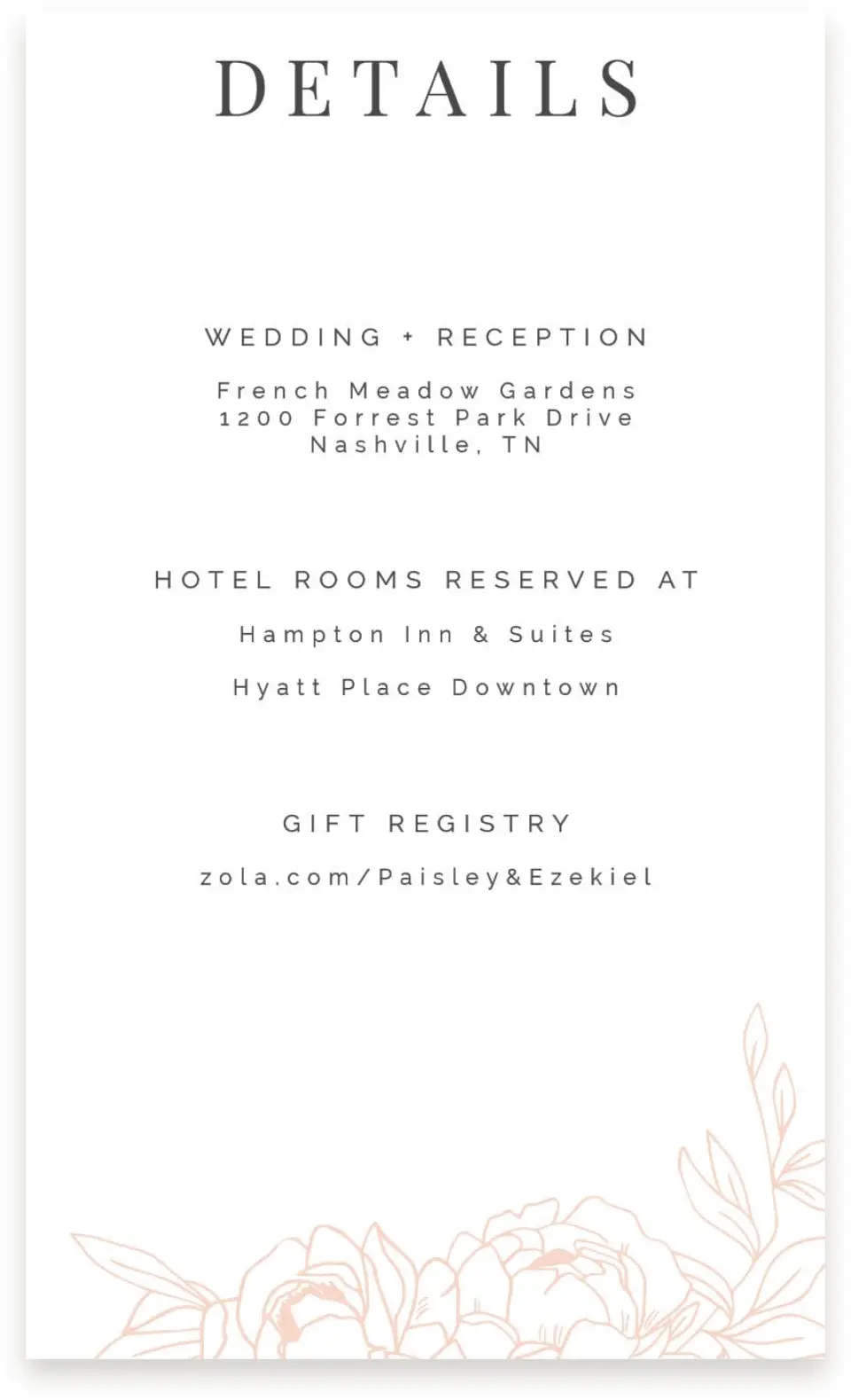 This is a  4" x 6.75" Enclosure Cards (Pocket Invitation) called Floral Outline printed in full color on Premium Smooth paper