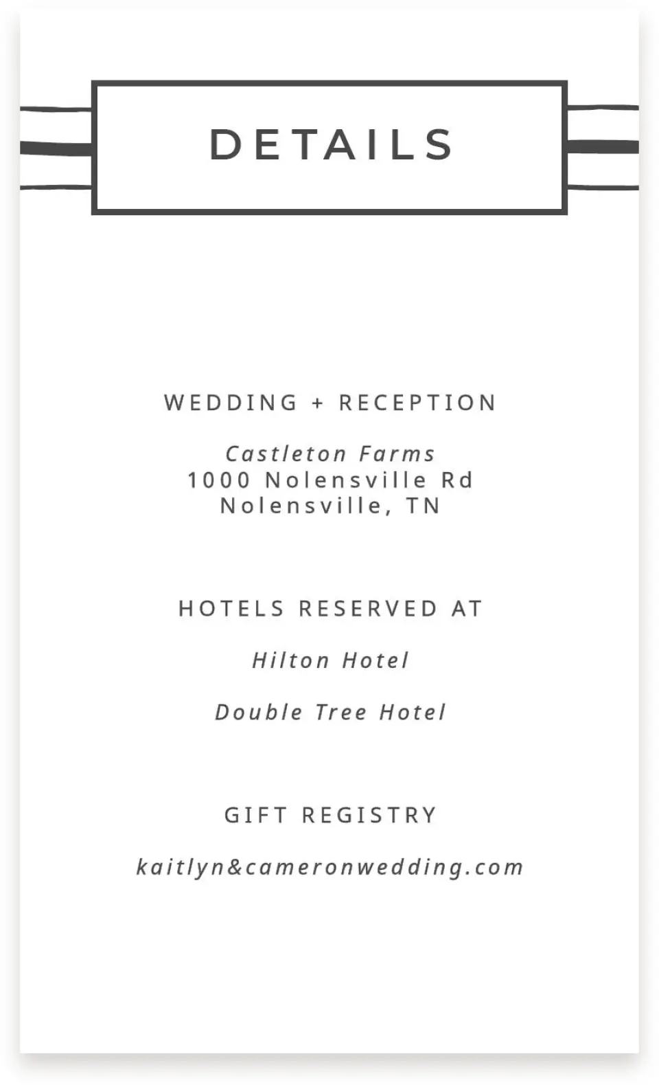 This is a  4" x 6.75" Enclosure Cards (Pocket Invitation) called Love on the Line printed in full color on Premium Smooth paper