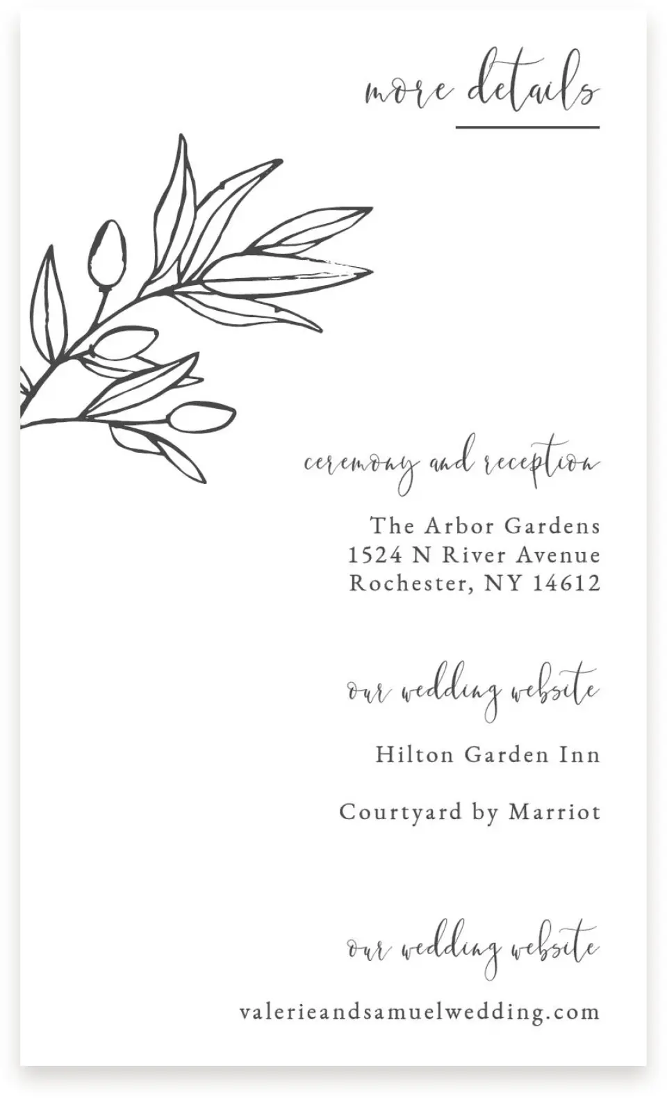 This is a  4" x 6.75" Enclosure Cards (Pocket Invitation) called Branch Sketch printed in full color on Premium Smooth paper
