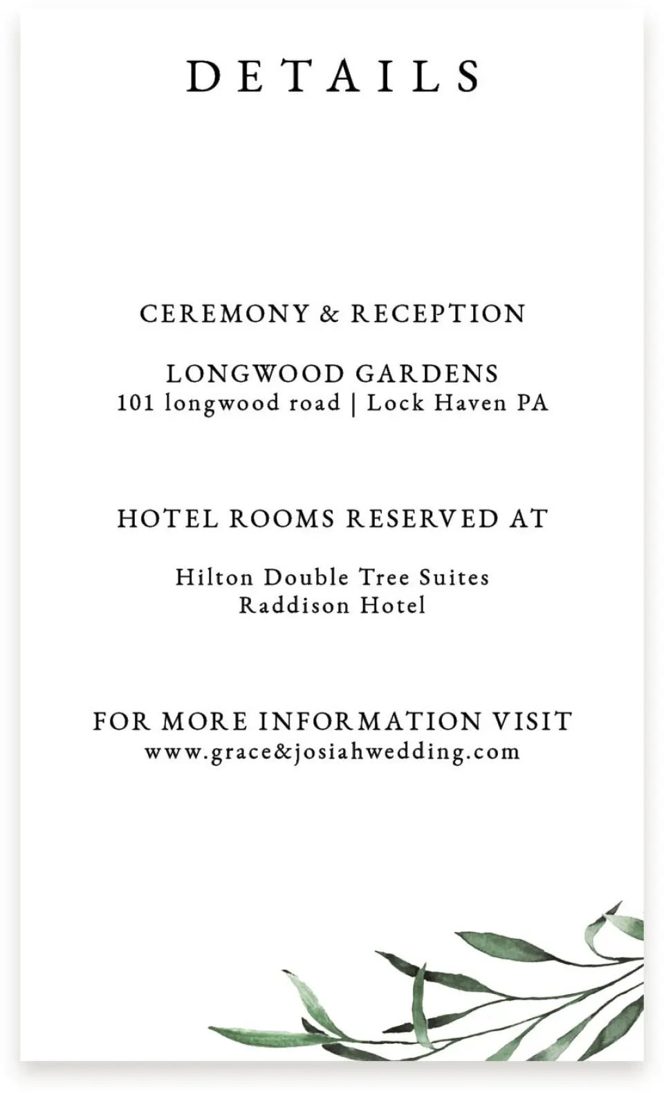 This is a  4" x 6.75" Enclosure Cards (Pocket Invitation) called Tender Twig printed in full color on Premium Smooth paper