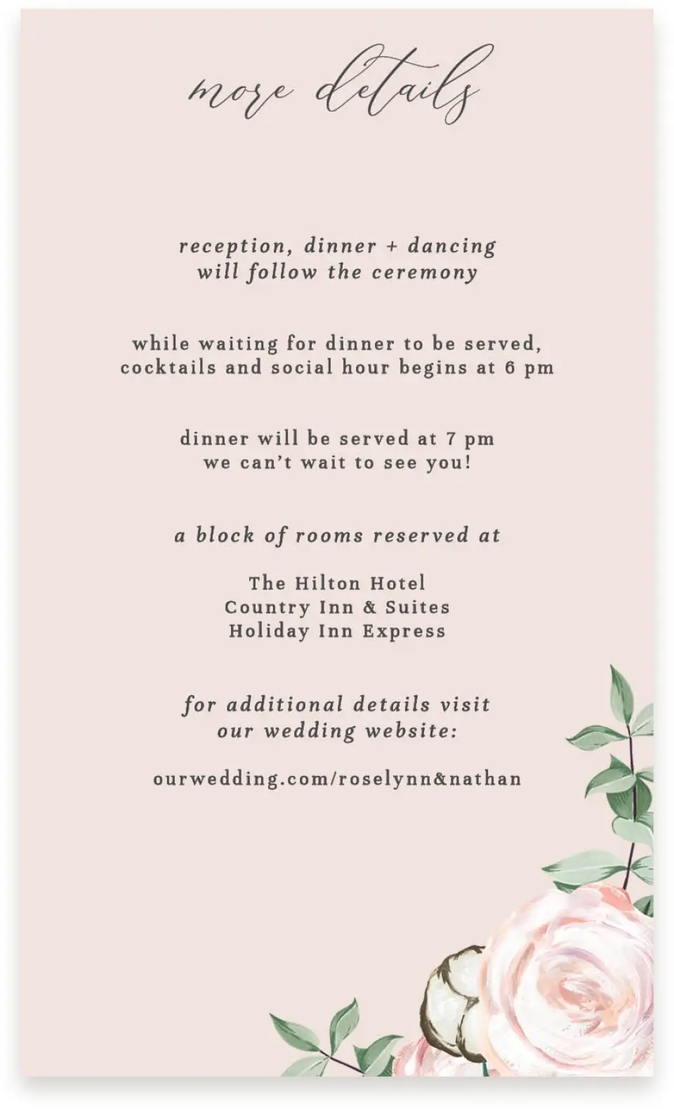 This is a  4" x 6.75" Enclosure Cards (Pocket Invitation) called Soft Rose printed in full color on Premium Smooth paper