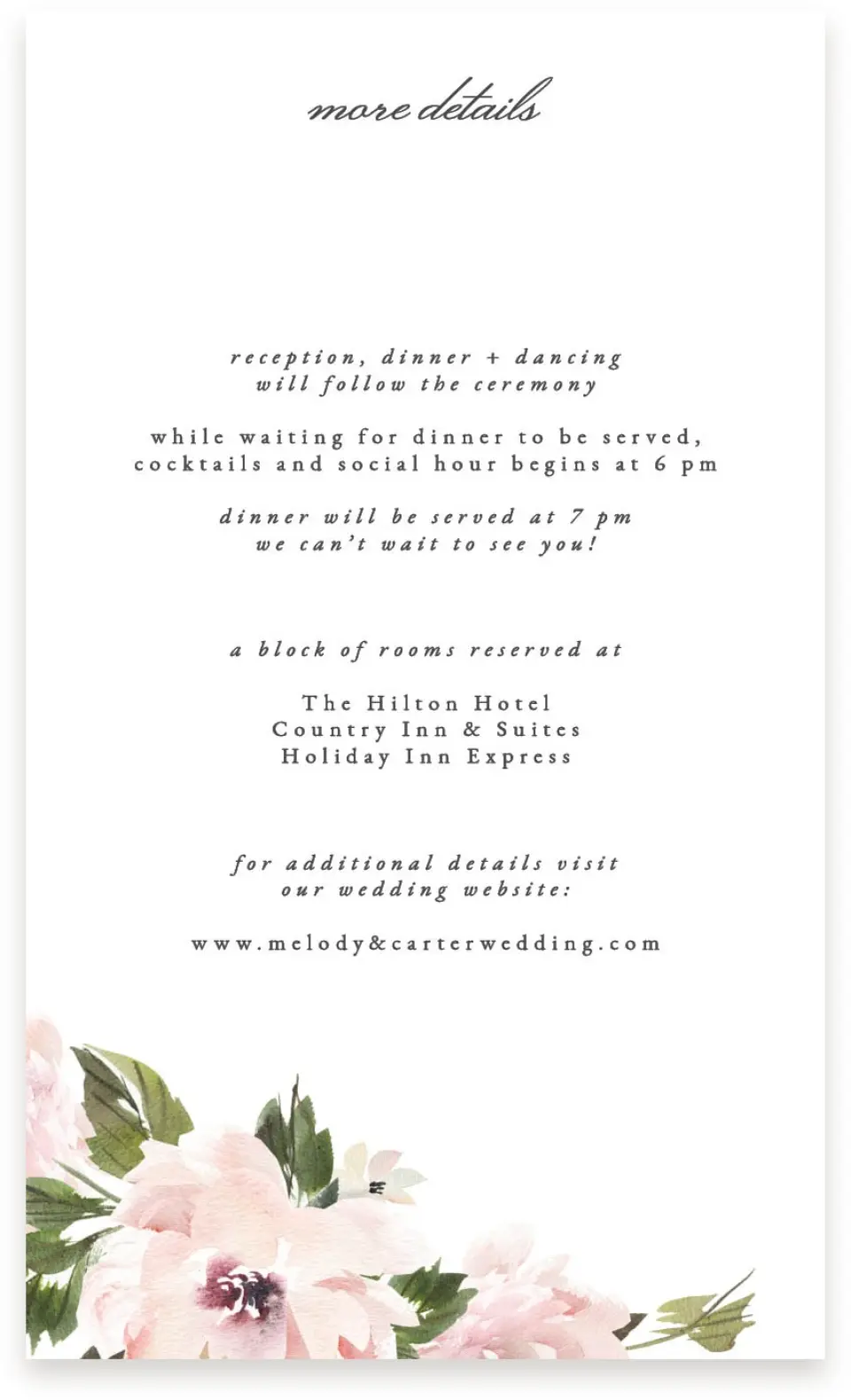 This is a  4" x 6.75" Enclosure Cards (Pocket Invitation) called Sweet Floral printed in full color on Premium Smooth paper