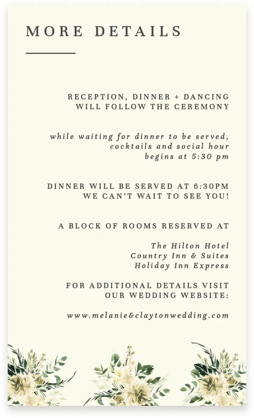 This is a  4" x 6.75" Enclosure Cards (Pocket Invitation) called Honest Bouquet printed in full color on Premium Smooth paper