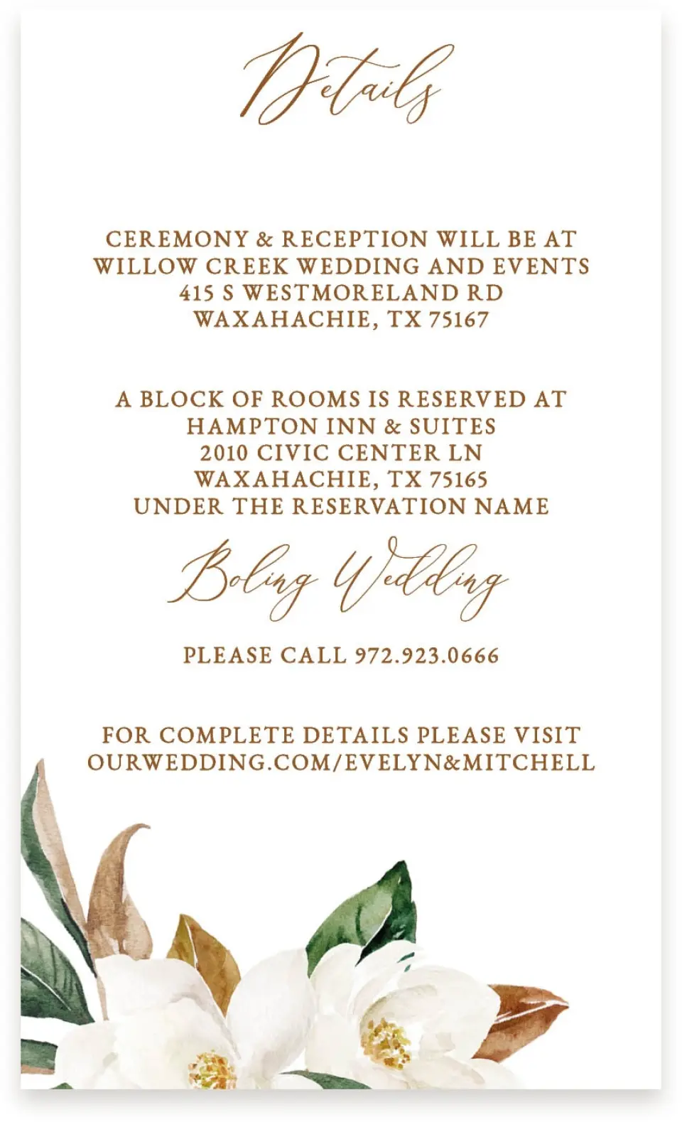 This is a  4" x 6.75" Enclosure Cards (Pocket Invitation) called Soft Magnolia printed in full color on Premium Smooth paper