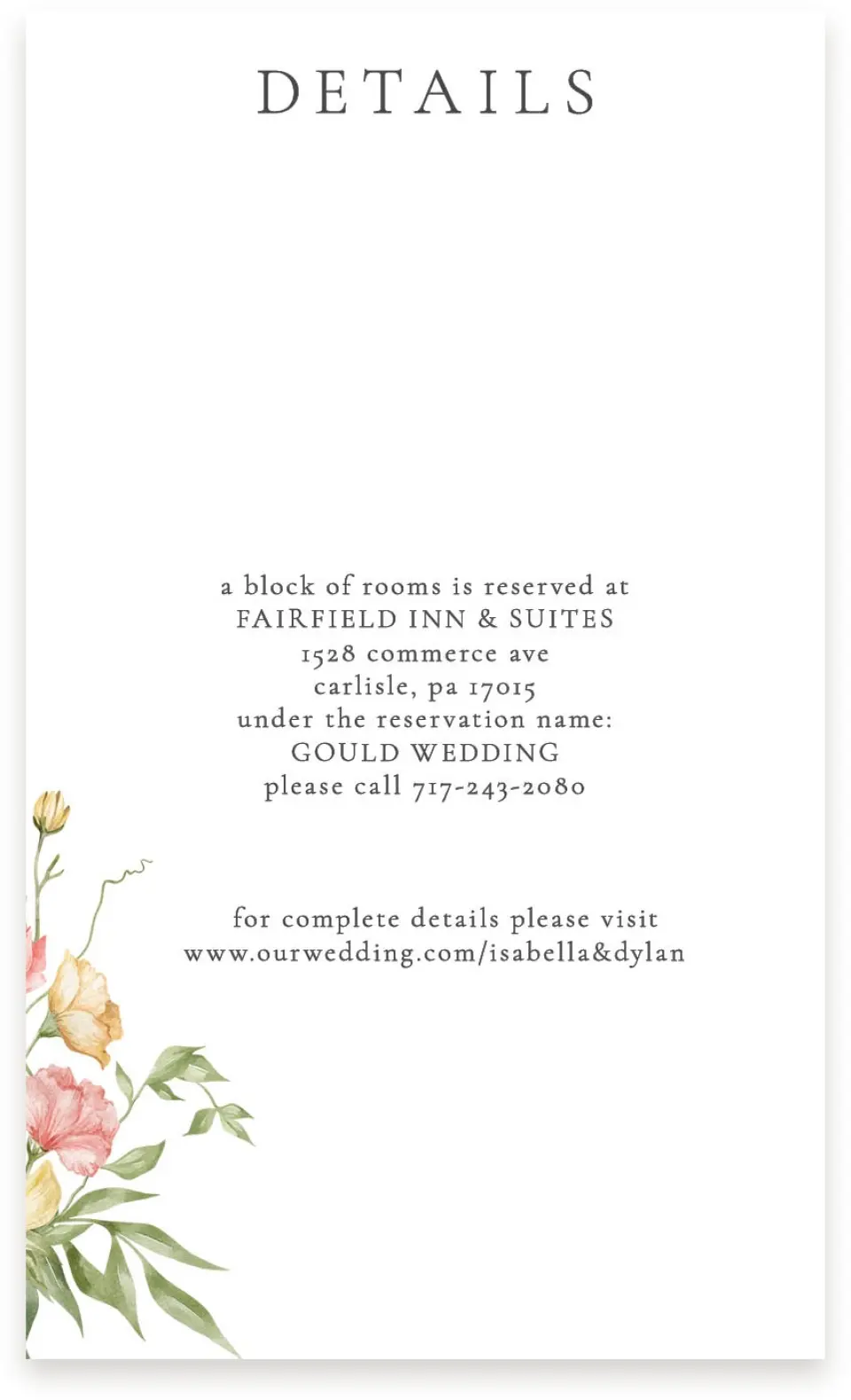 This is a  4" x 6.75" Enclosure Cards (Pocket Invitation) called Secluded Blooms printed in full color on Premium Smooth paper