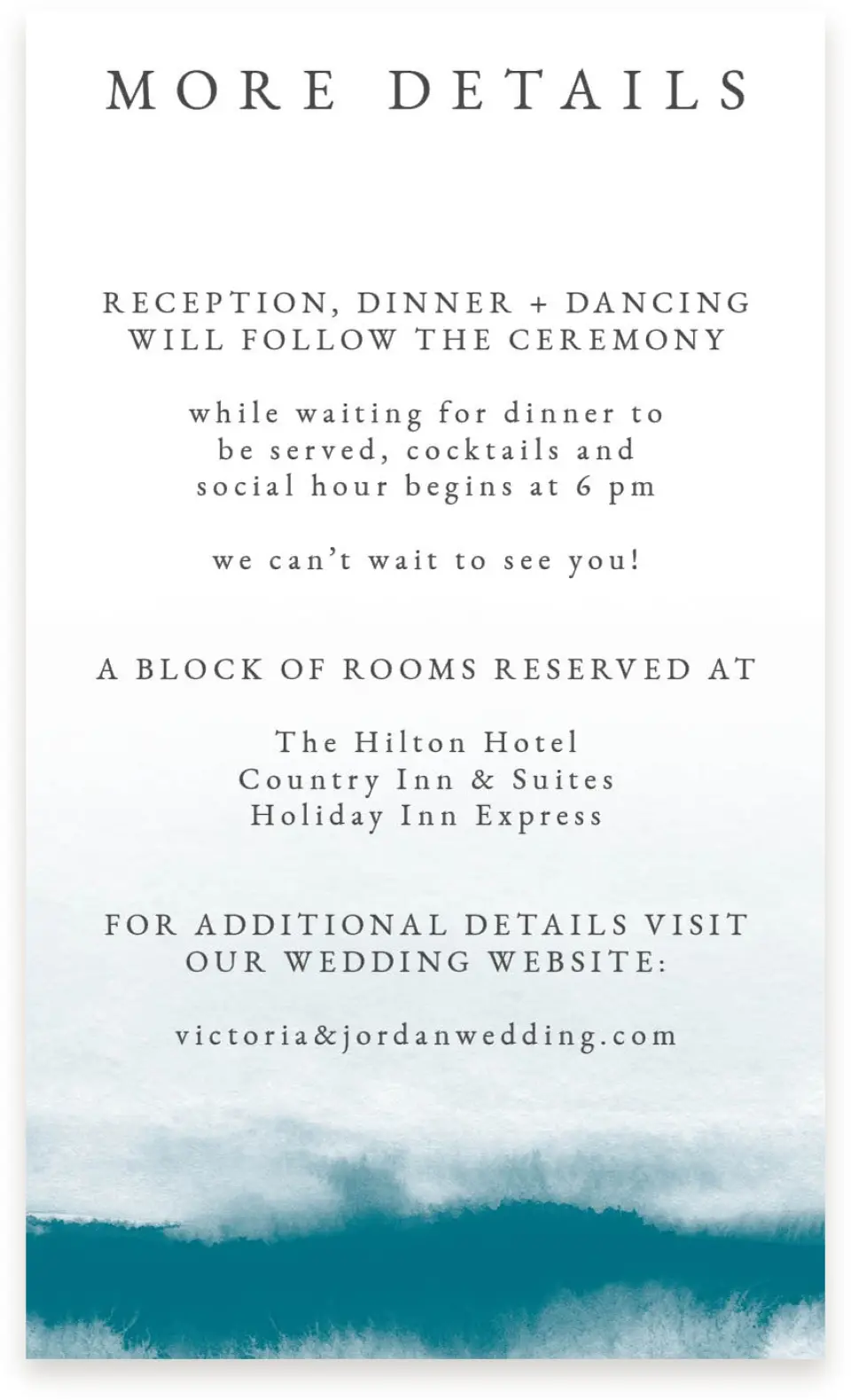 This is a  4" x 6.75" Enclosure Cards (Pocket Invitation) called Shore Impression printed in full color on Premium Smooth paper