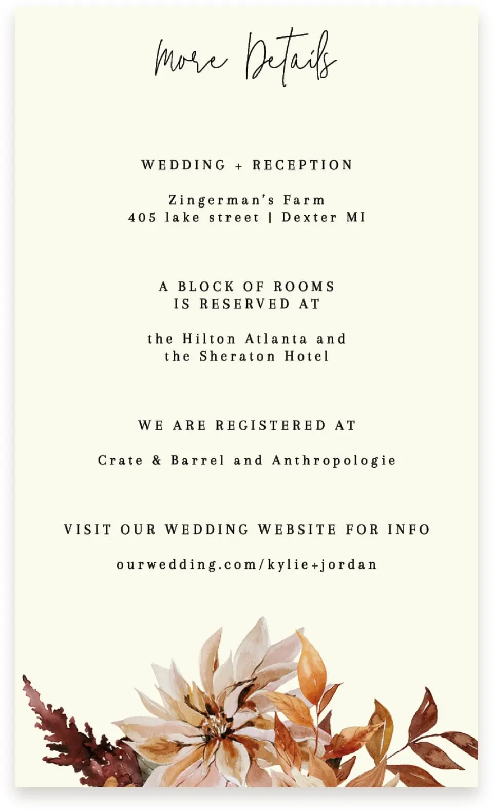 This is a  4" x 6.75" Enclosure Cards (Pocket Invitation) called Country Blooms printed in full color on Premium Smooth paper