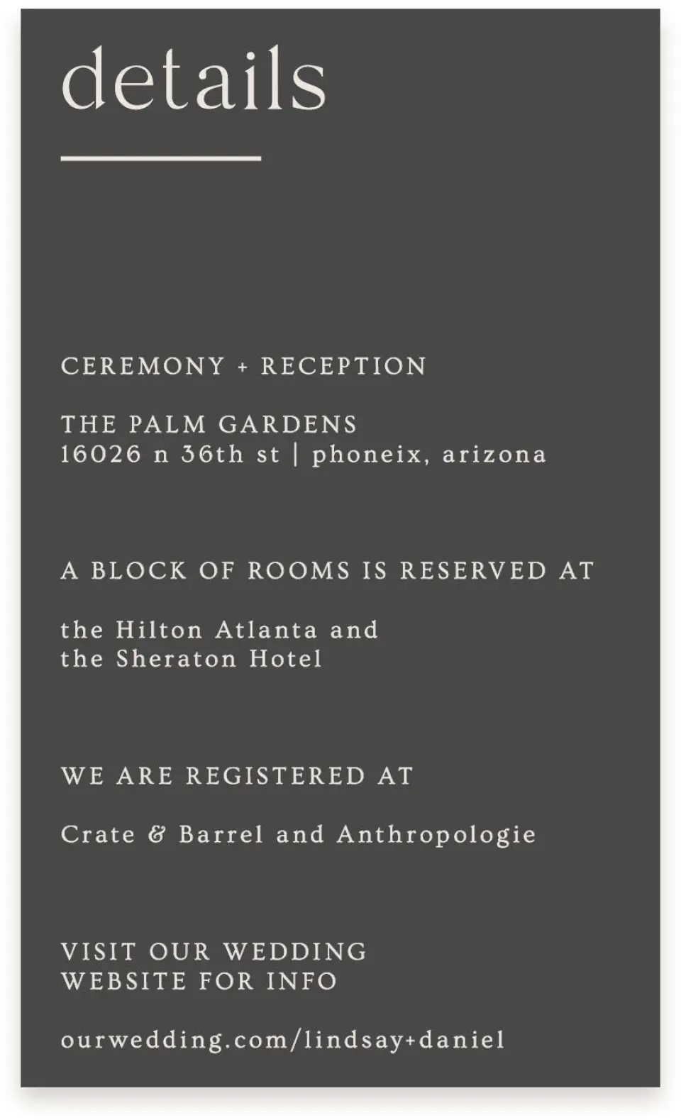 This is a  4" x 6.75" Enclosure Cards (Pocket Invitation) called Simple Gathering printed in full color on Premium Smooth paper
