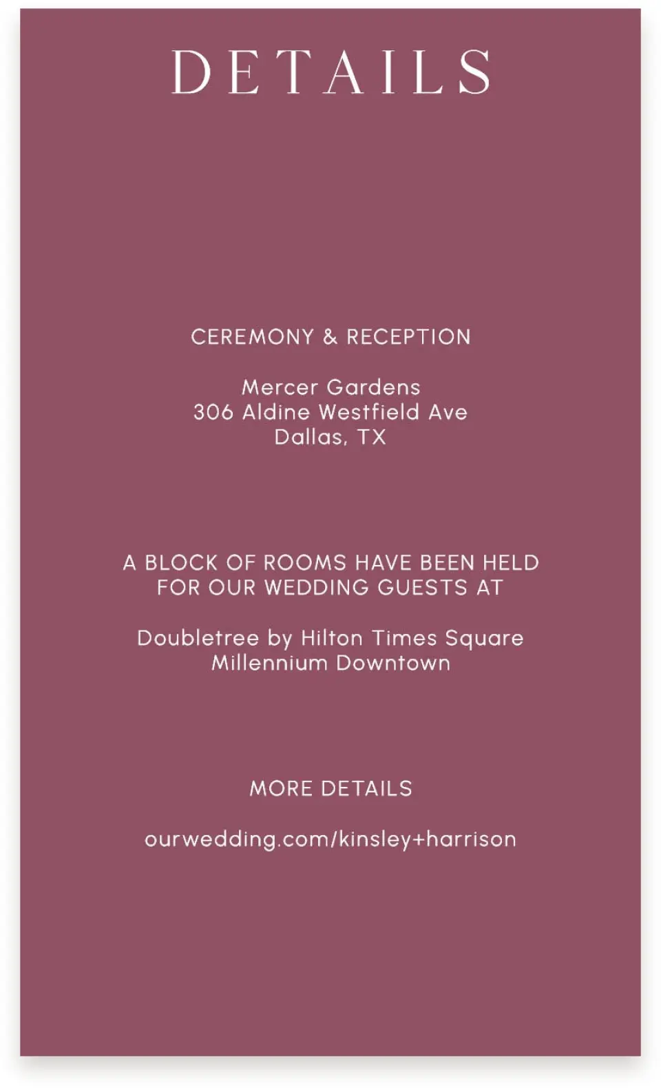 This is a  4" x 6.75" Enclosure Cards (Pocket Invitation) called The Kinsley printed in full color on Premium Smooth paper
