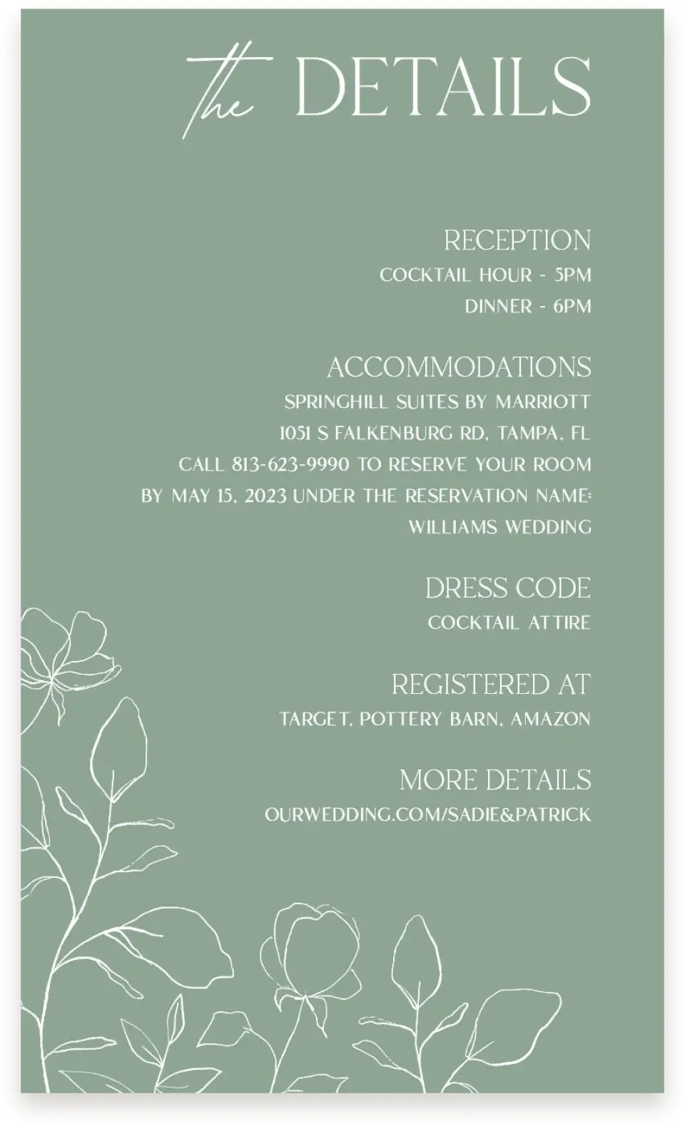 This is a  4" x 6.75" Enclosure Cards (Pocket Invitation) called The Sadie printed in full color on Premium Smooth paper