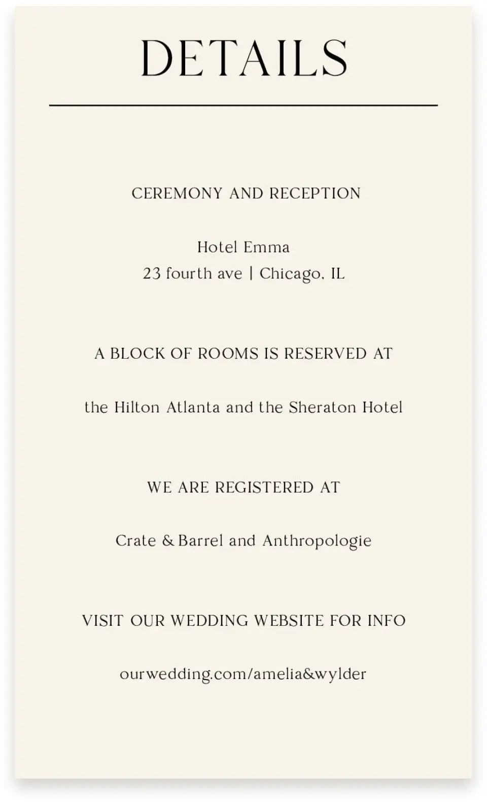 This is a  4" x 6.75" Enclosure Cards (Pocket Invitation) called Noble Names printed in full color on Premium Smooth paper