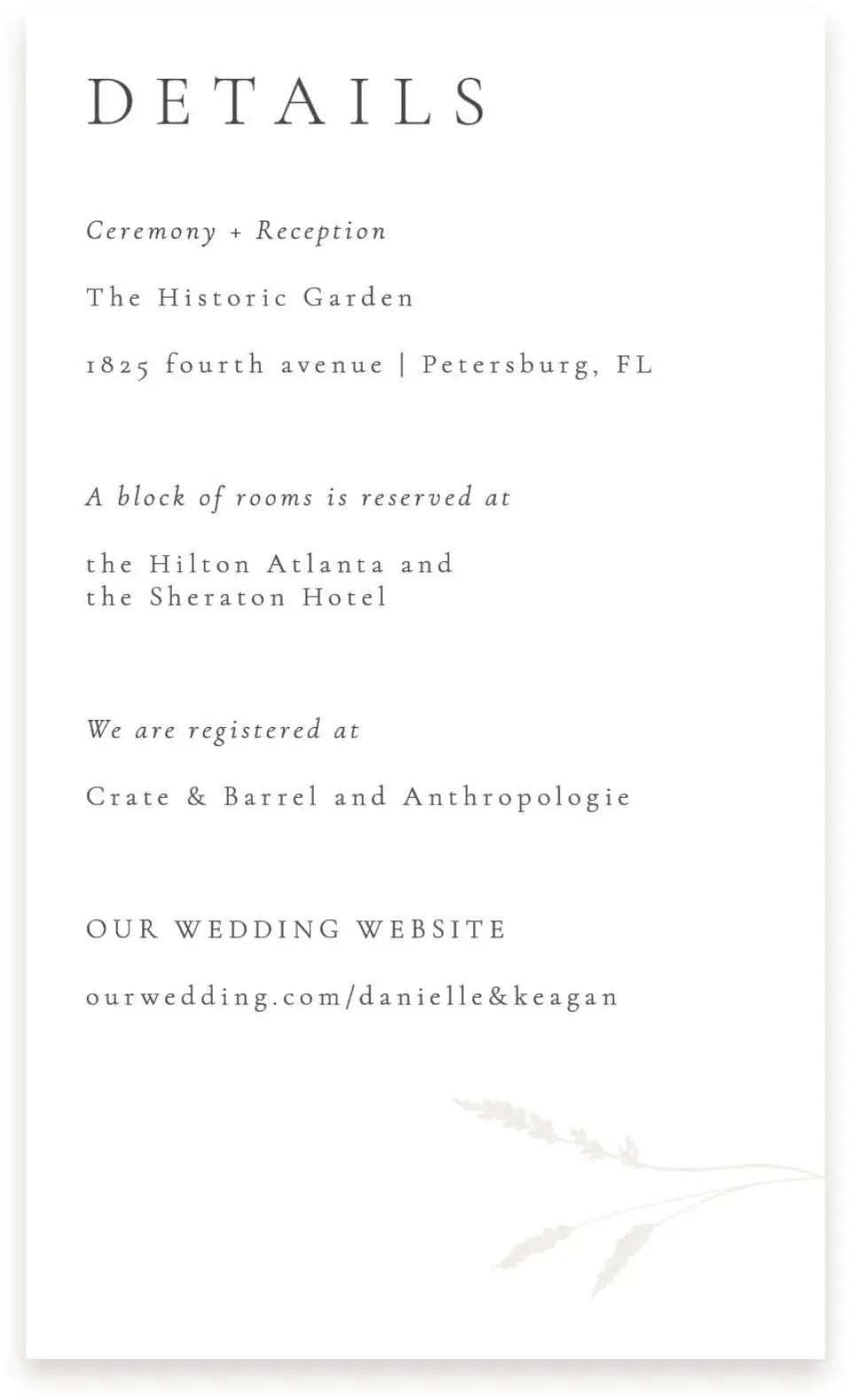 This is a  4" x 6.75" Enclosure Cards (Pocket Invitation) called Wild Devotion printed in full color on Premium Smooth paper