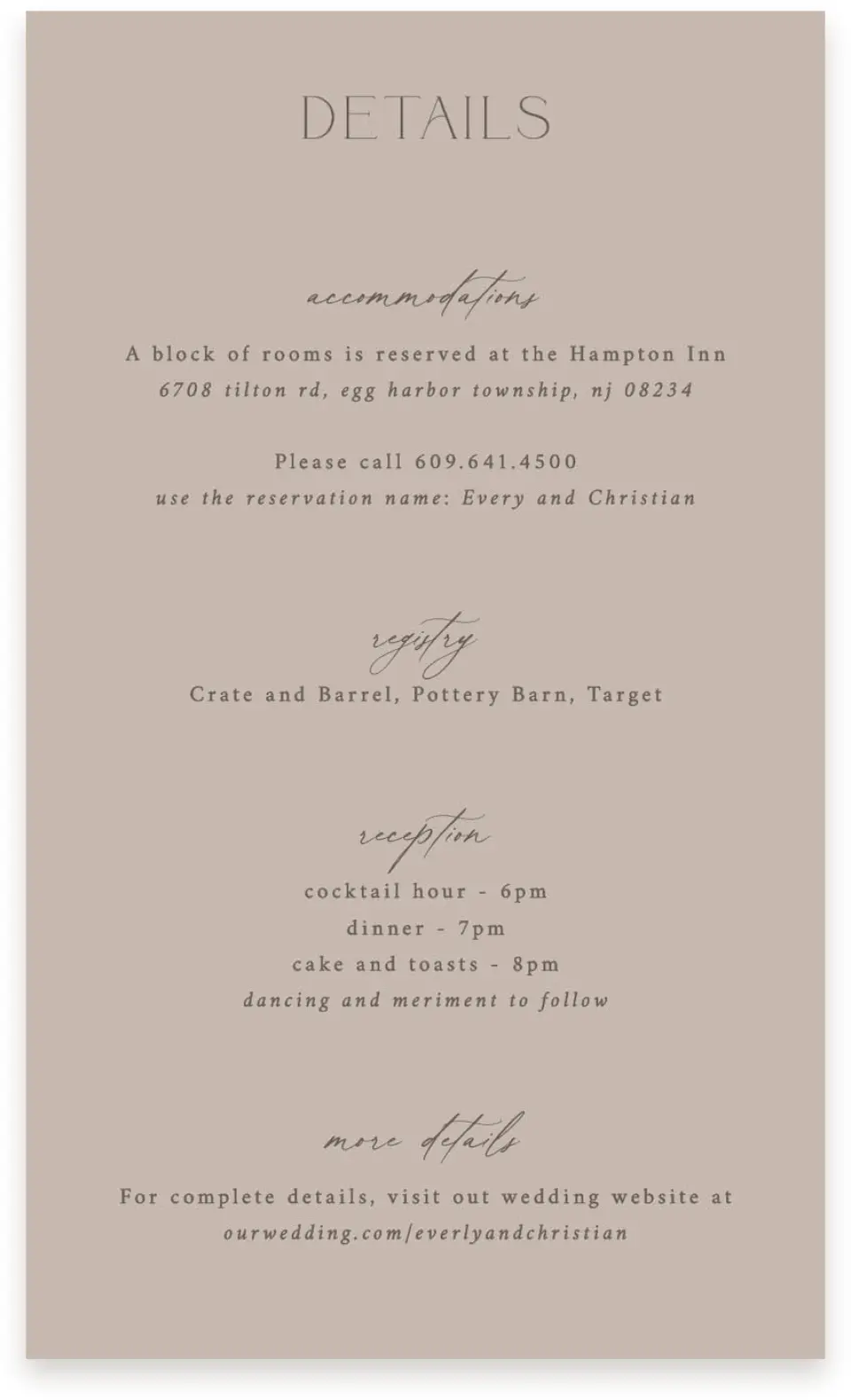 This is a  4" x 6.75" Enclosure Cards (Pocket Invitation) called The Everly printed in full color on Premium Smooth paper