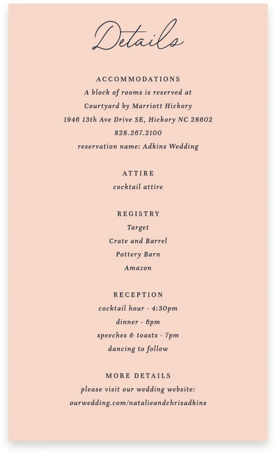This is a  4" x 6.75" Enclosure Cards (Pocket Invitation) called The Natalie printed in full color on Premium Smooth paper