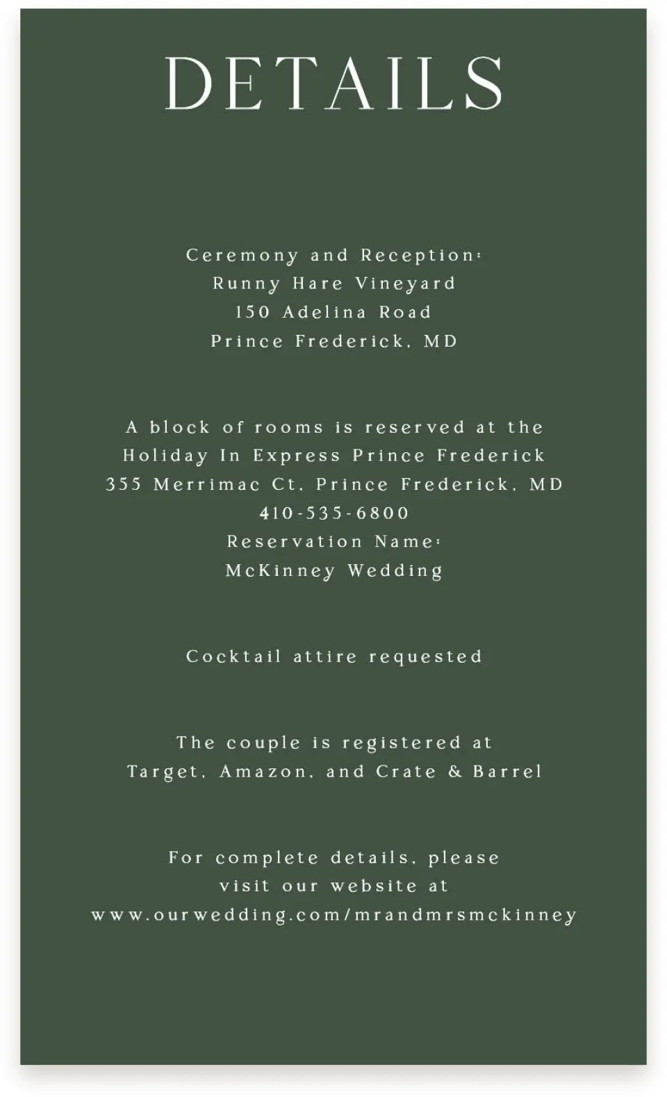 This is a  4" x 6.75" Enclosure Cards (Pocket Invitation) called True Tradition printed in full color on Premium Smooth paper