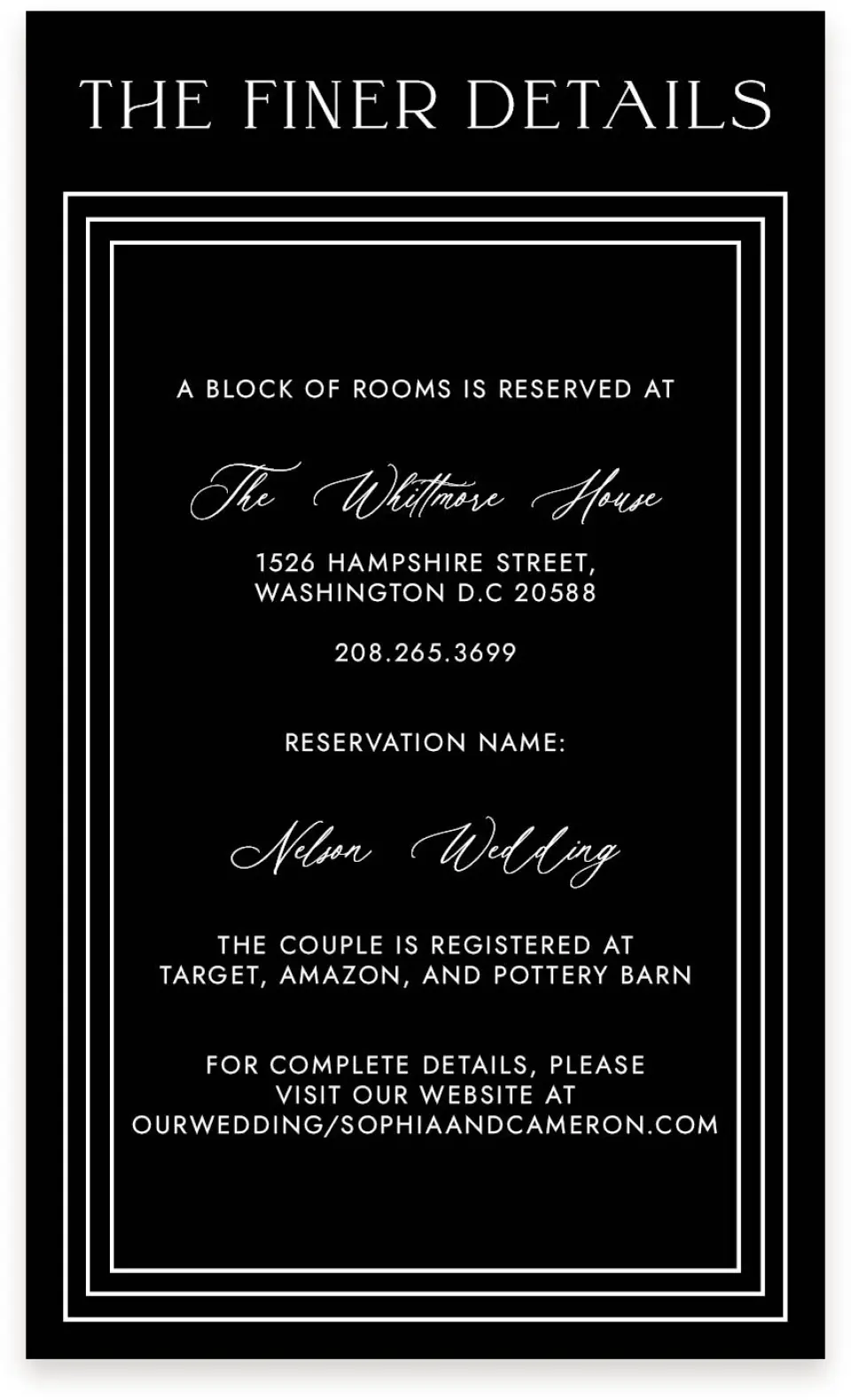 This is a  4" x 6.75" Enclosure Cards (Pocket Invitation) called Passionate Arch printed in full color with Silver foil on Luxe Satin (coated) paper