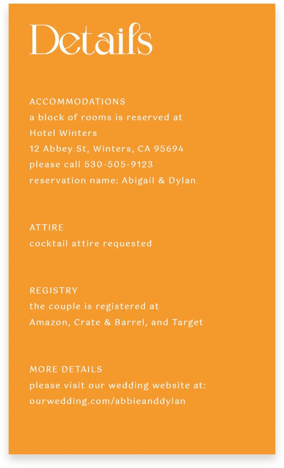 This is a  4" x 6.75" Enclosure Cards (Pocket Invitation) called The Abigail printed in full color on Premium Smooth paper