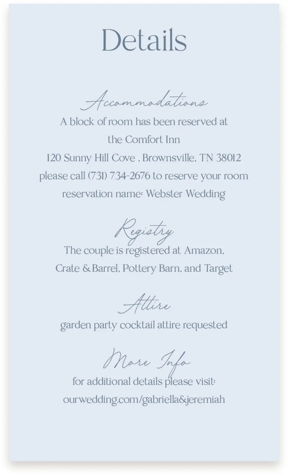 This is a  4" x 6.75" Enclosure Cards (Pocket Invitation) called The Gabriella printed in full color on Premium Smooth paper
