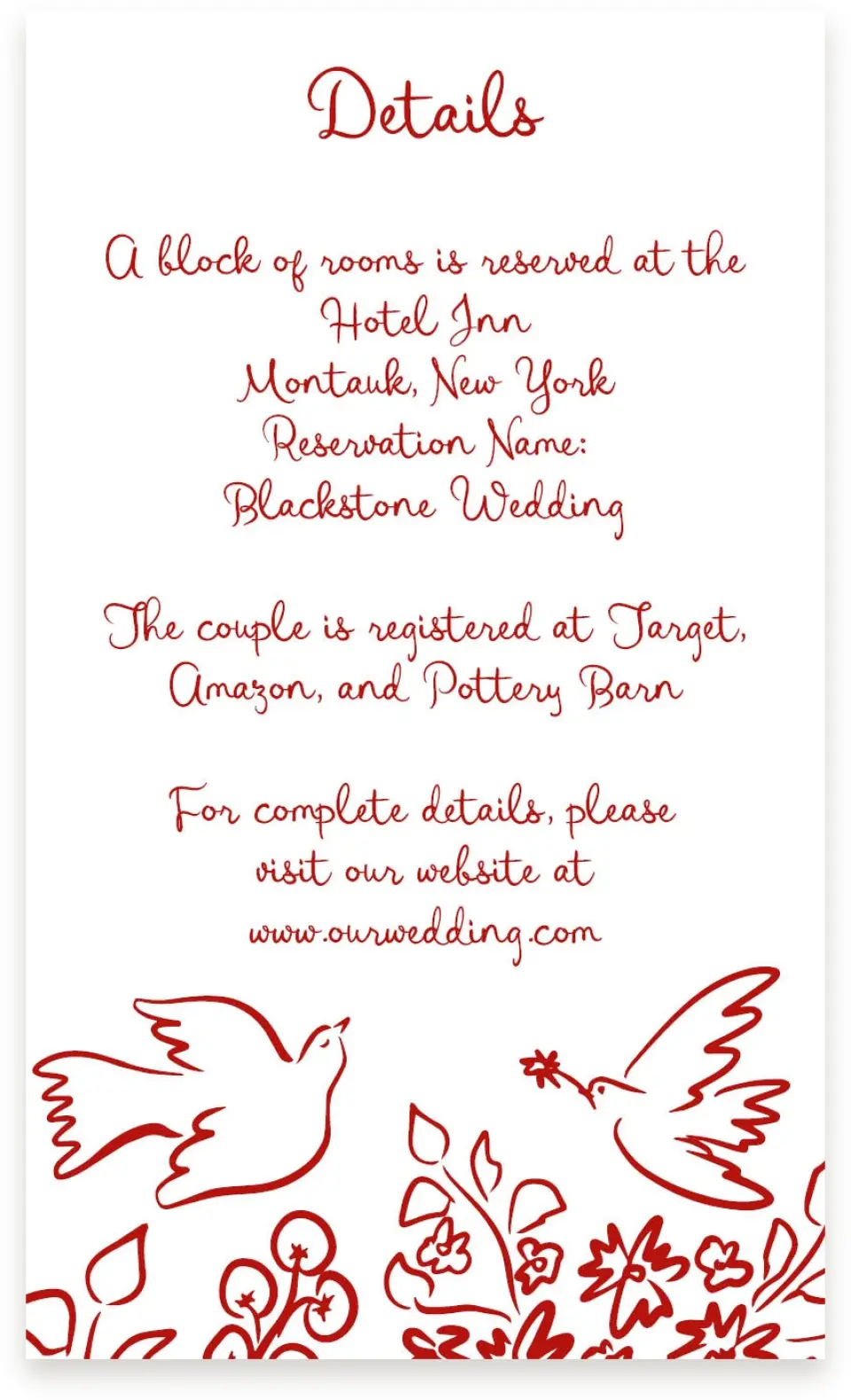 This is a  4" x 6.75" Enclosure Cards (Pocket Invitation) called Love Birds printed in full color on Premium Smooth paper