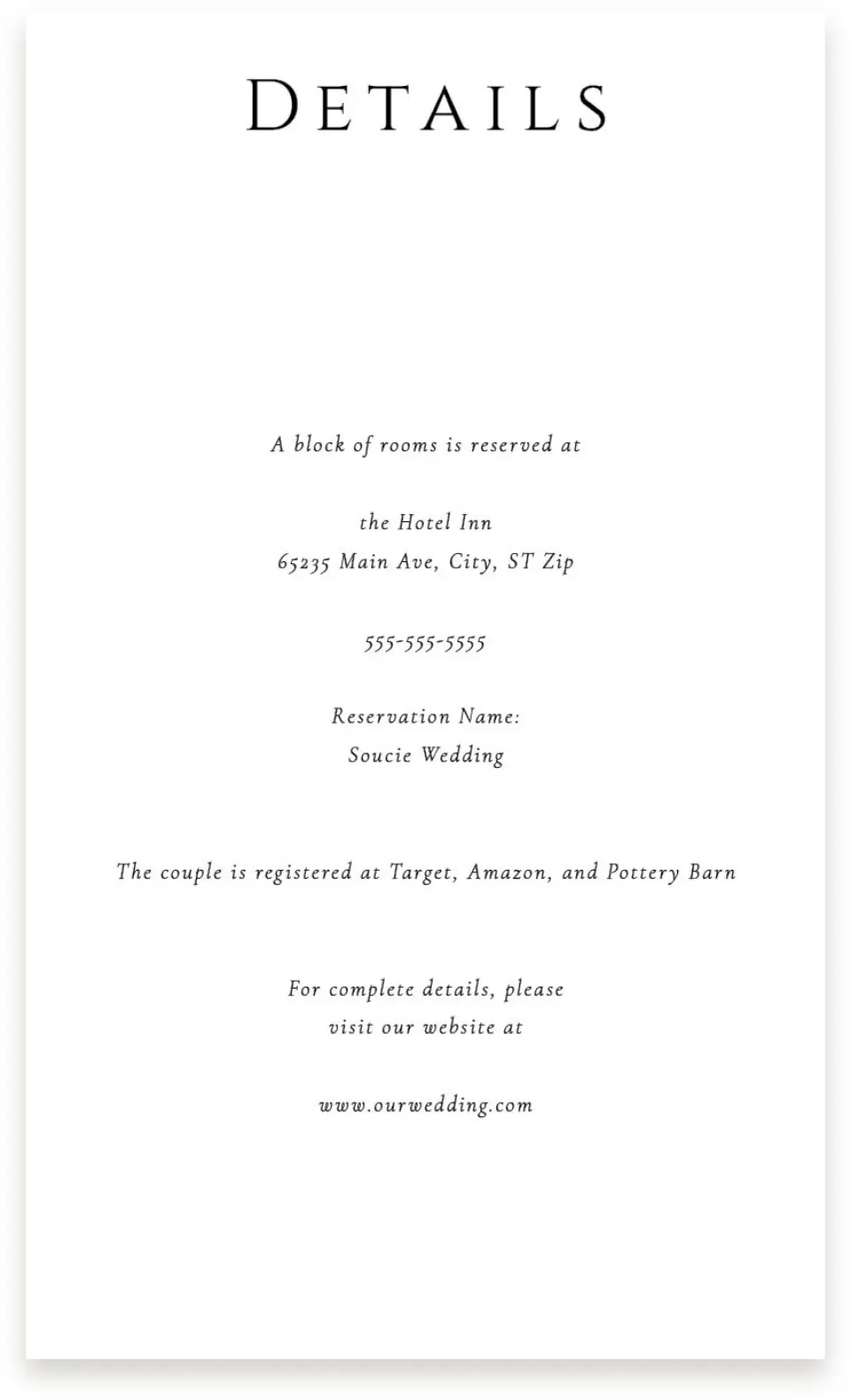 This is a  4" x 6.75" Enclosure Cards (Pocket Invitation) called Classic Romance printed in full color on Premium Smooth paper