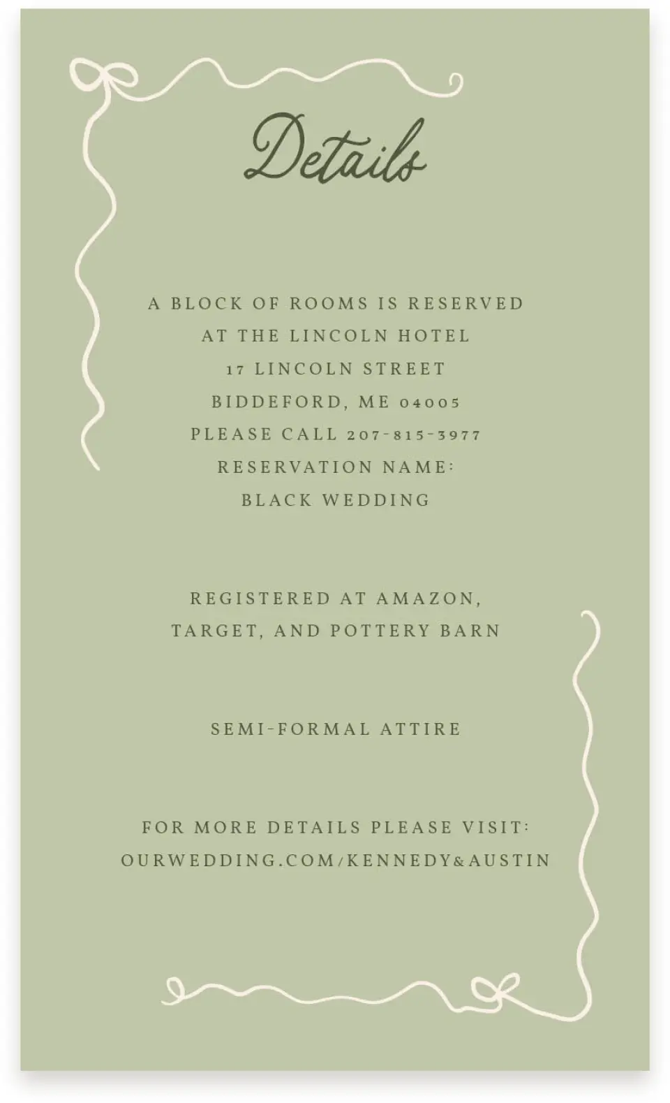 This is a  4" x 6.75" Enclosure Cards (Pocket Invitation) called The Kennedy printed in full color on Premium Smooth paper