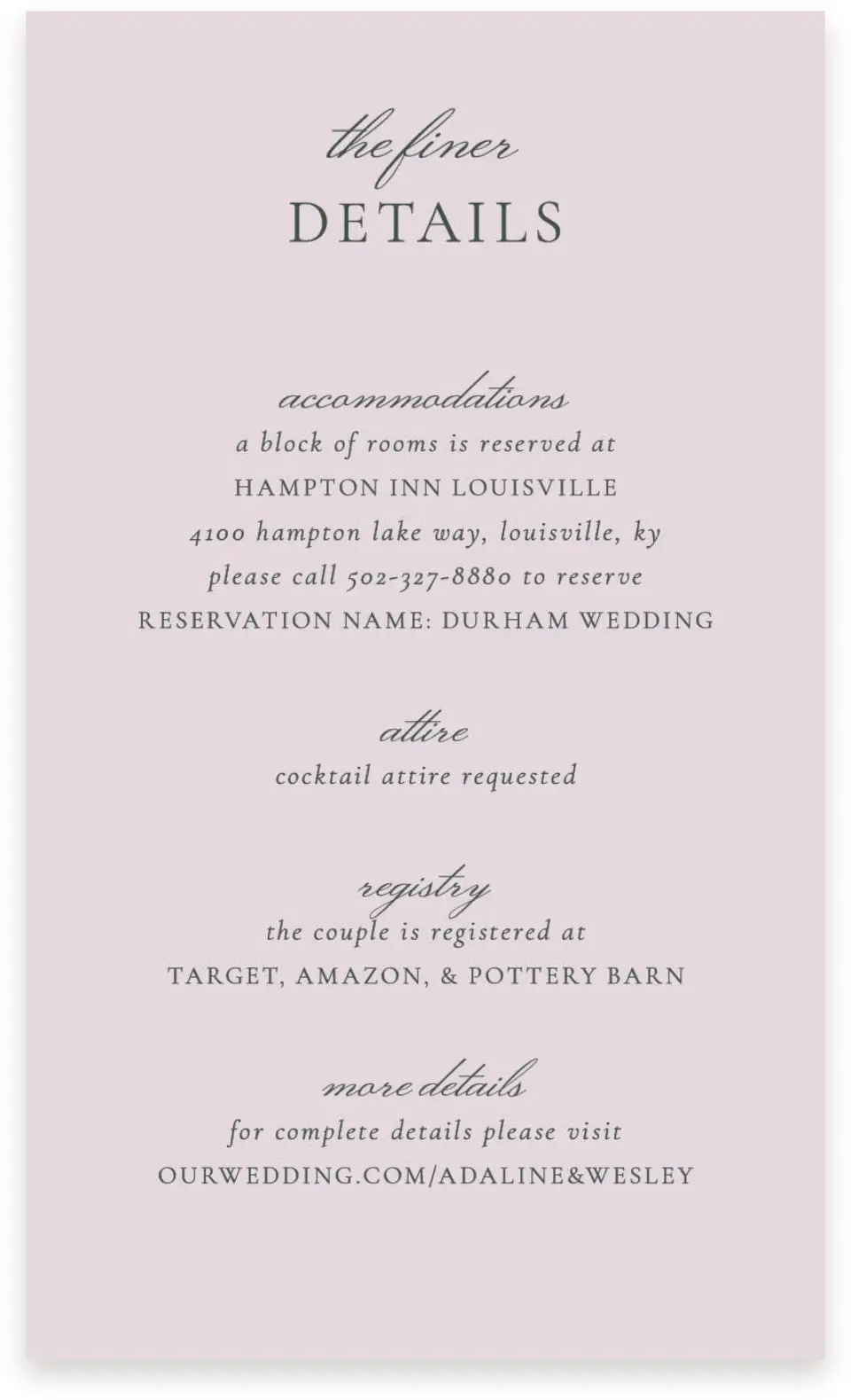 This is a  4" x 6.75" Enclosure Cards (Pocket Invitation) called The Adaline printed in full color on Premium Smooth paper