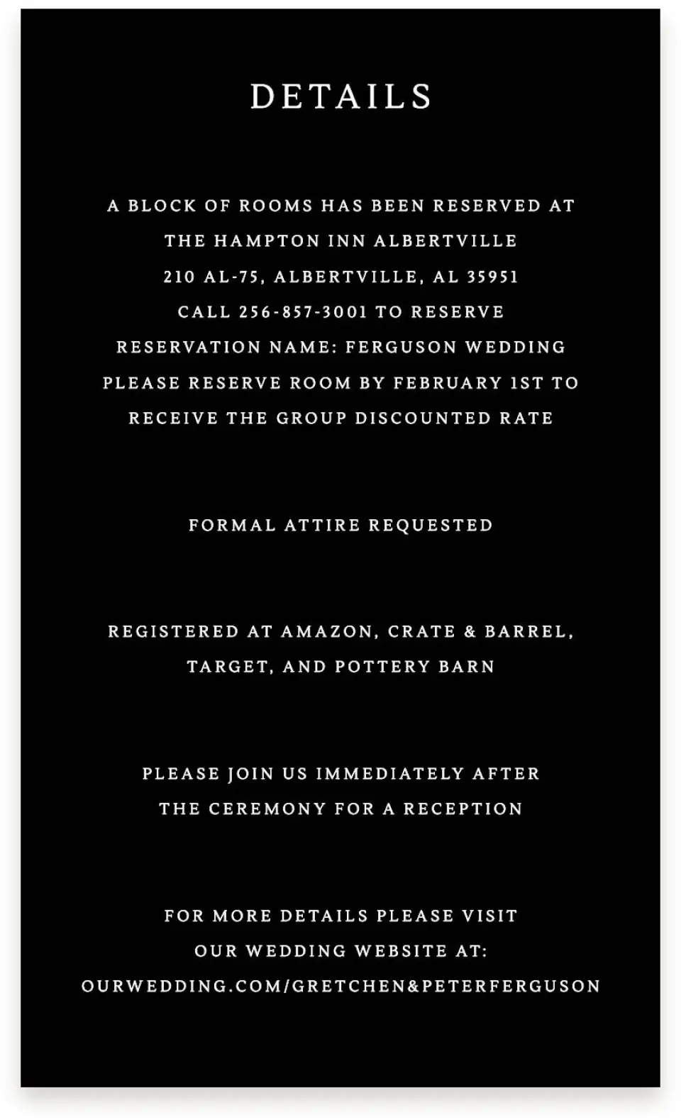 This is a  4" x 6.75" Enclosure Cards (Pocket Invitation) called Elegant Tradition printed in full color on Premium Smooth paper