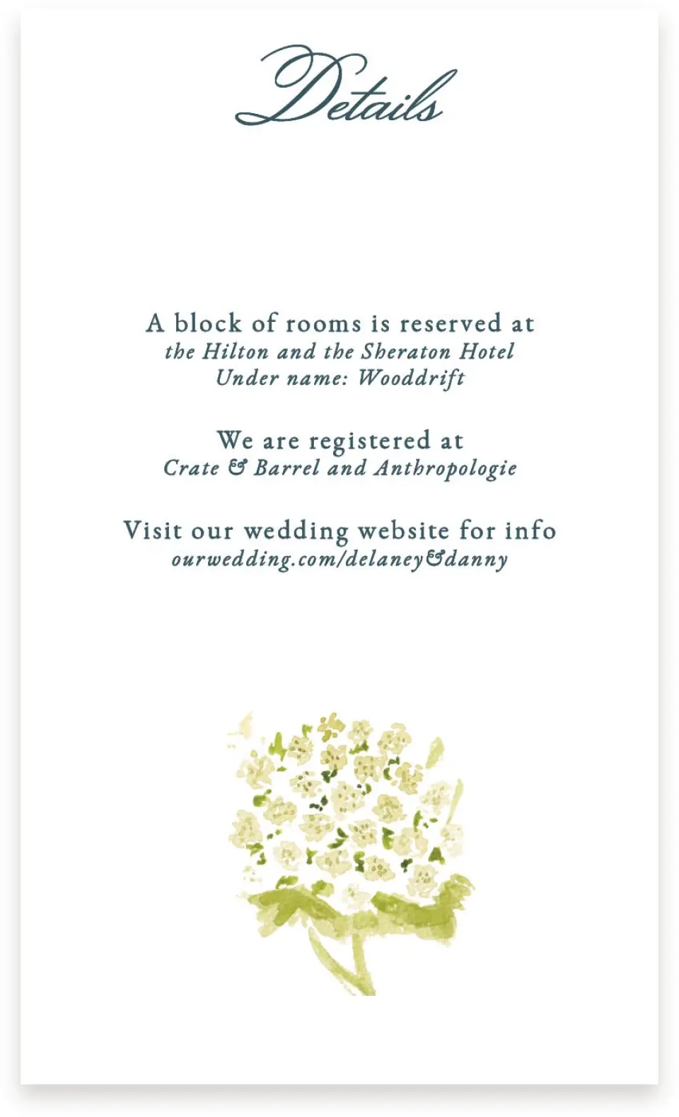 This is a  4" x 6.75" Enclosure Cards (Pocket Invitation) called Garden of Vows printed in full color on Premium Smooth paper