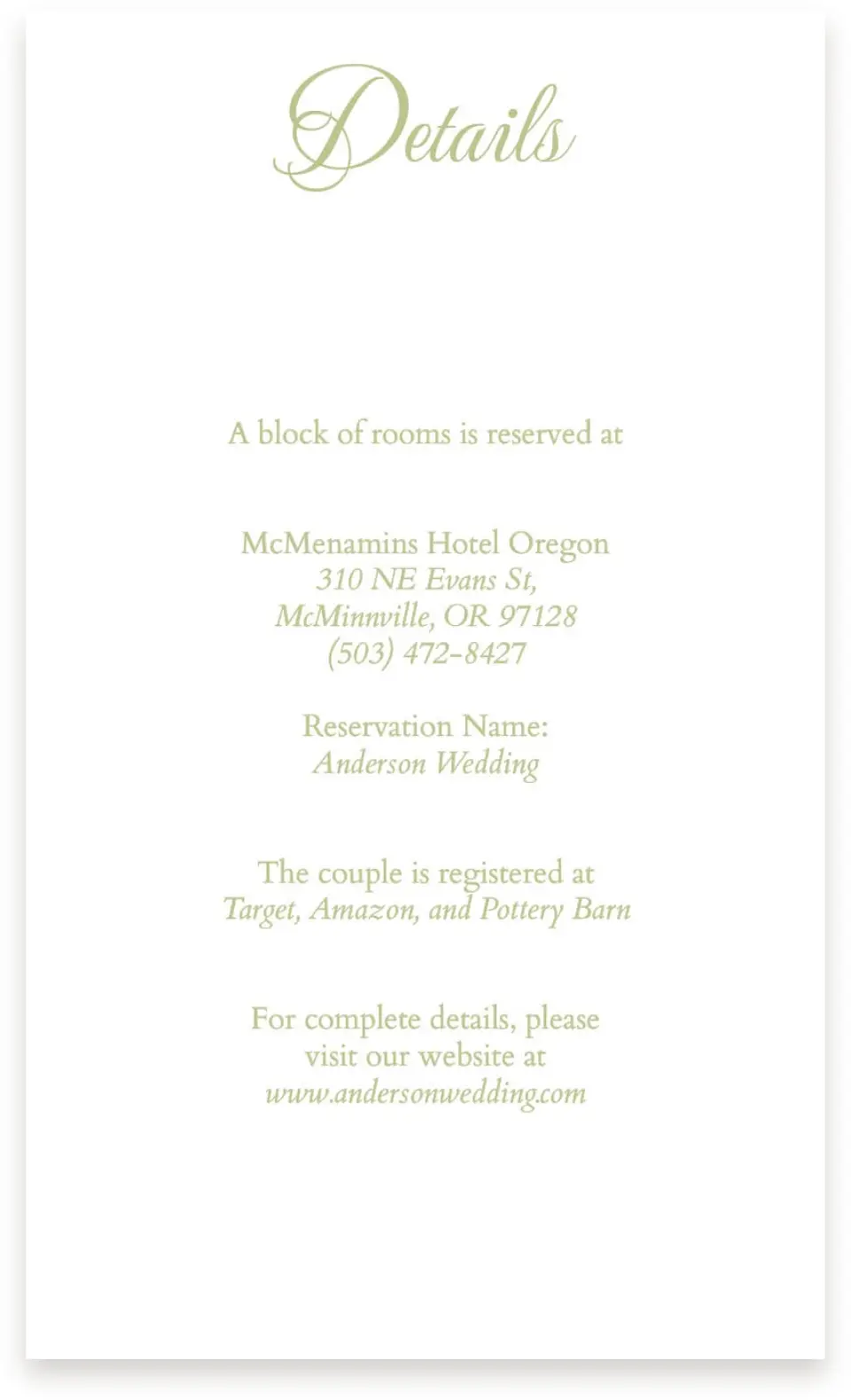 This is a  4" x 6.75" Enclosure Cards (Pocket Invitation) called Southern Belle printed in full color on Premium Smooth paper
