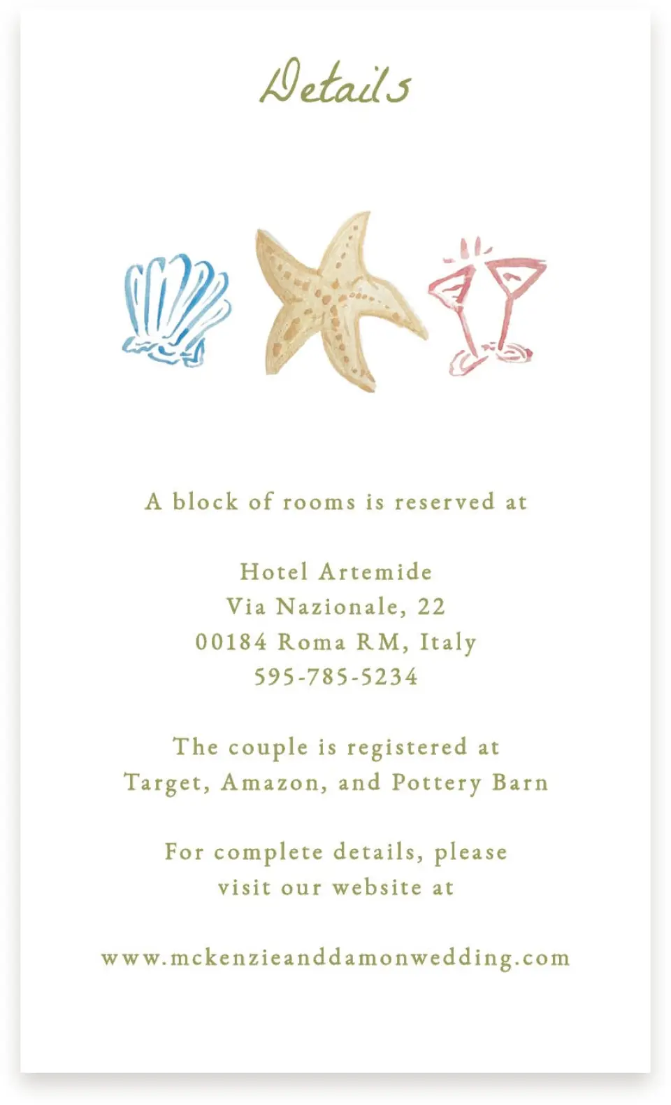 This is a  4" x 6.75" Enclosure Cards (Pocket Invitation) called Positano Daydream printed in full color on Premium Smooth paper