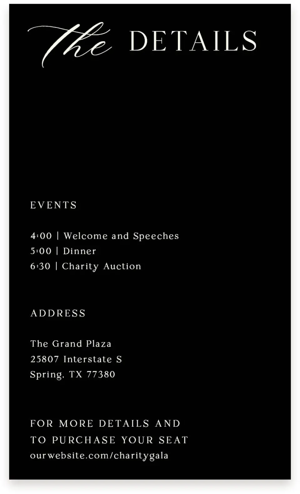 This is a  4" x 6.75" Enclosure Cards (Pocket Invitation) called Giving Grace printed in full color on Premium Smooth paper