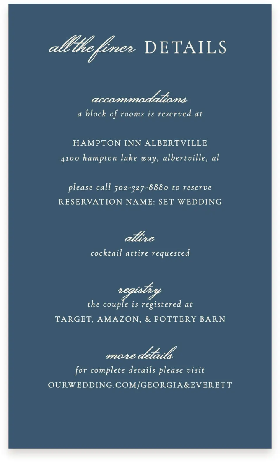 This is a  4" x 6.75" Enclosure Cards (Pocket Invitation) called The Georgia printed in full color on Premium Smooth paper