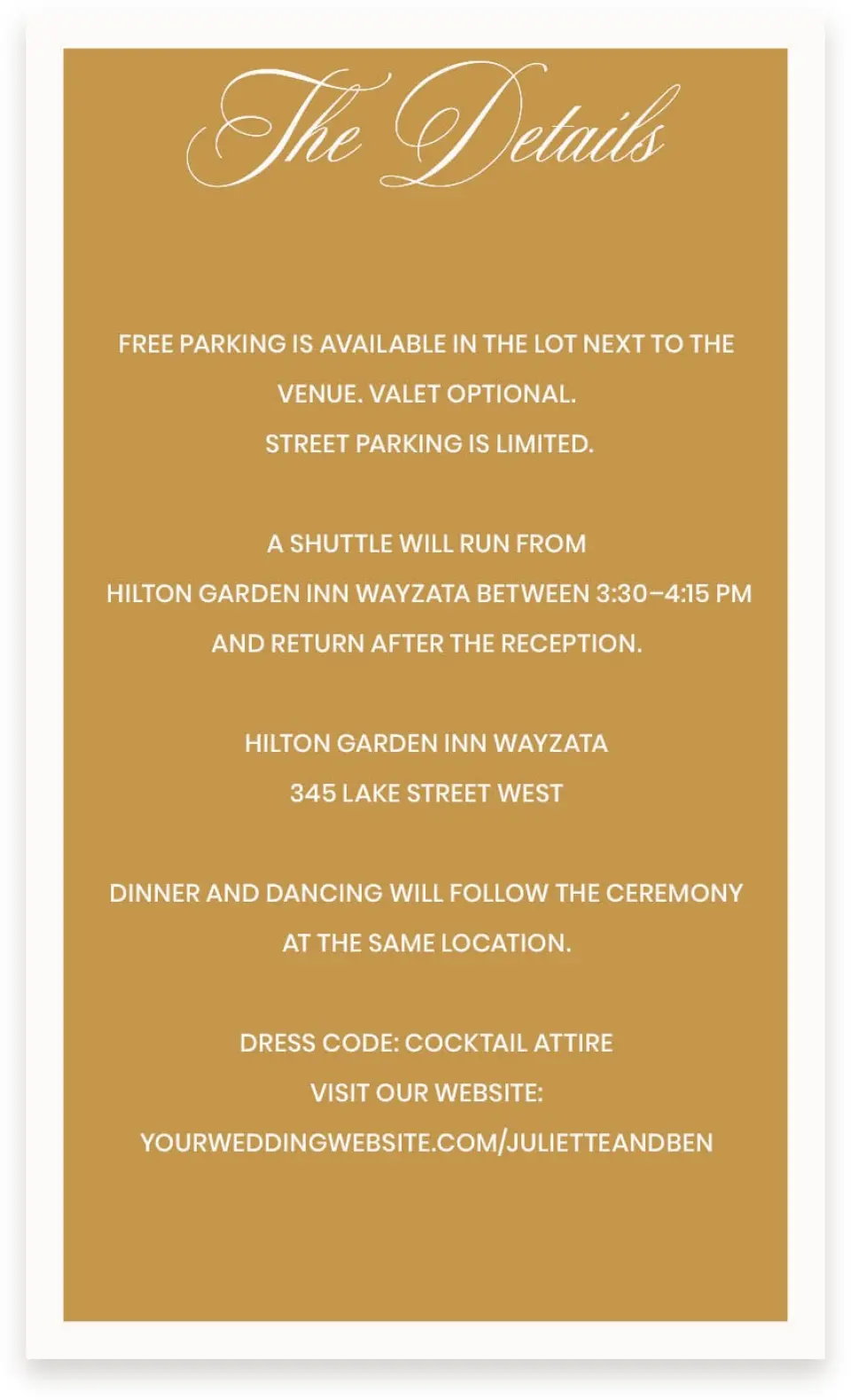 This is a  4" x 6.75" Enclosure Cards (Pocket Invitation) called Wayzata printed in full color on Premium Smooth paper