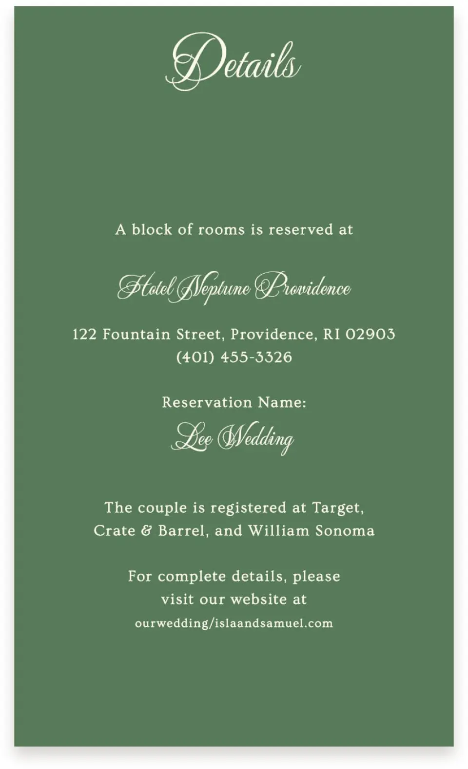 This is a  4" x 6.75" Enclosure Cards (Pocket Invitation) called Warwick printed in full color on Premium Smooth paper