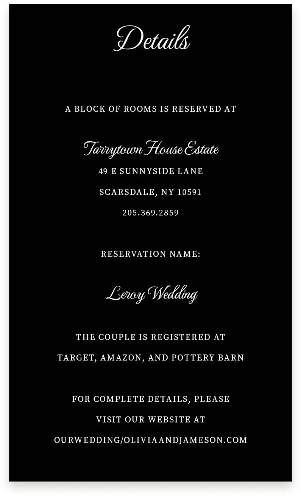 This is a  4" x 6.75" Enclosure Cards (Pocket Invitation) called Scarsdale printed in full color on Premium Smooth paper