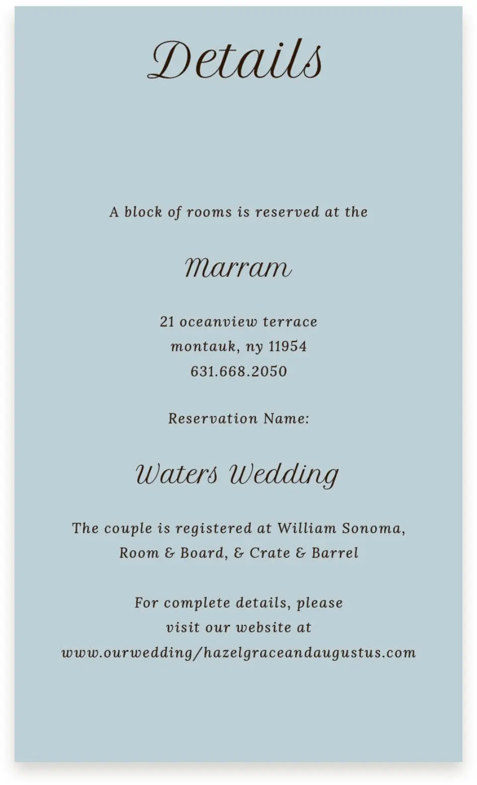 This is a  4" x 6.75" Enclosure Cards (Pocket Invitation) called Montauk printed in full color on Premium Smooth paper