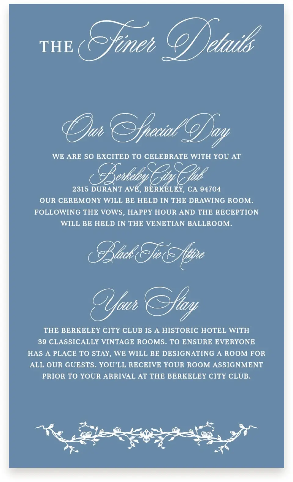 This is a  4" x 6.75" Enclosure Cards (Pocket Invitation) called Berkeley printed in full color on Premium Smooth paper